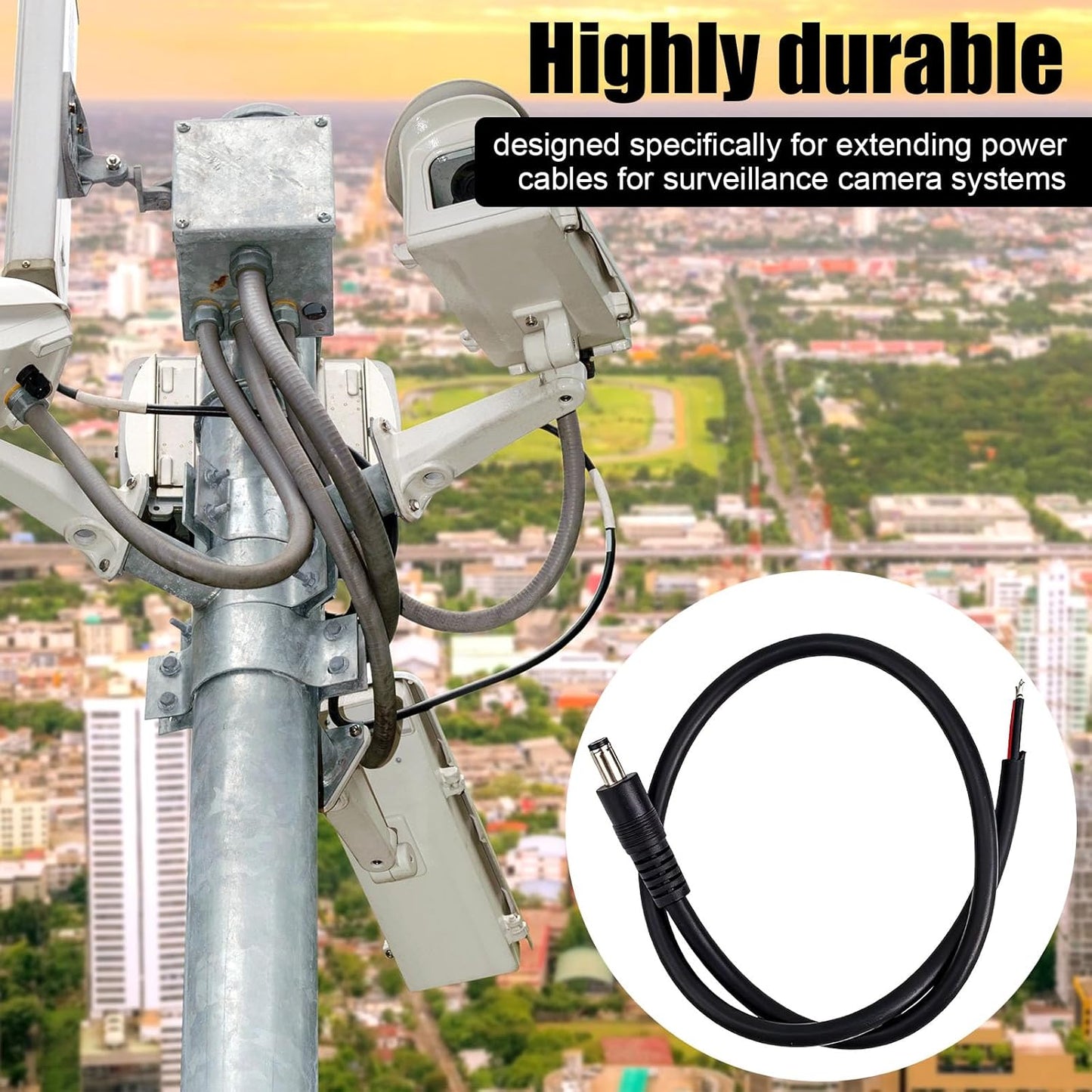 BTFO 4pcs DC5521 16AWG 36V 5.5 2.1mm (50cm/1.64ft Power Pigtails Cables, x DC Male Plug to Bare Wire Open End Cables