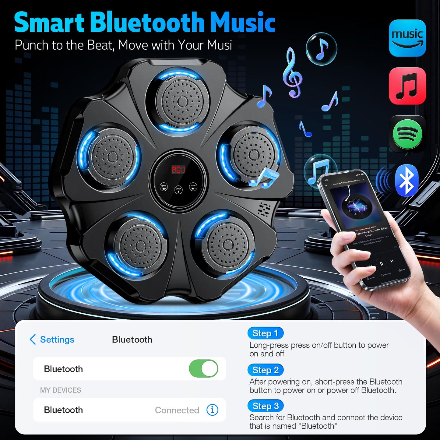 Vivedrre 2026 Upgraded Music Boxing Machine - Interactive Punching Trainer, Large Size Wall Mounted Electronic Boxing Target with Adult & Kids Gloves, 9 Modes & 9 Speeds for Adults & Kids