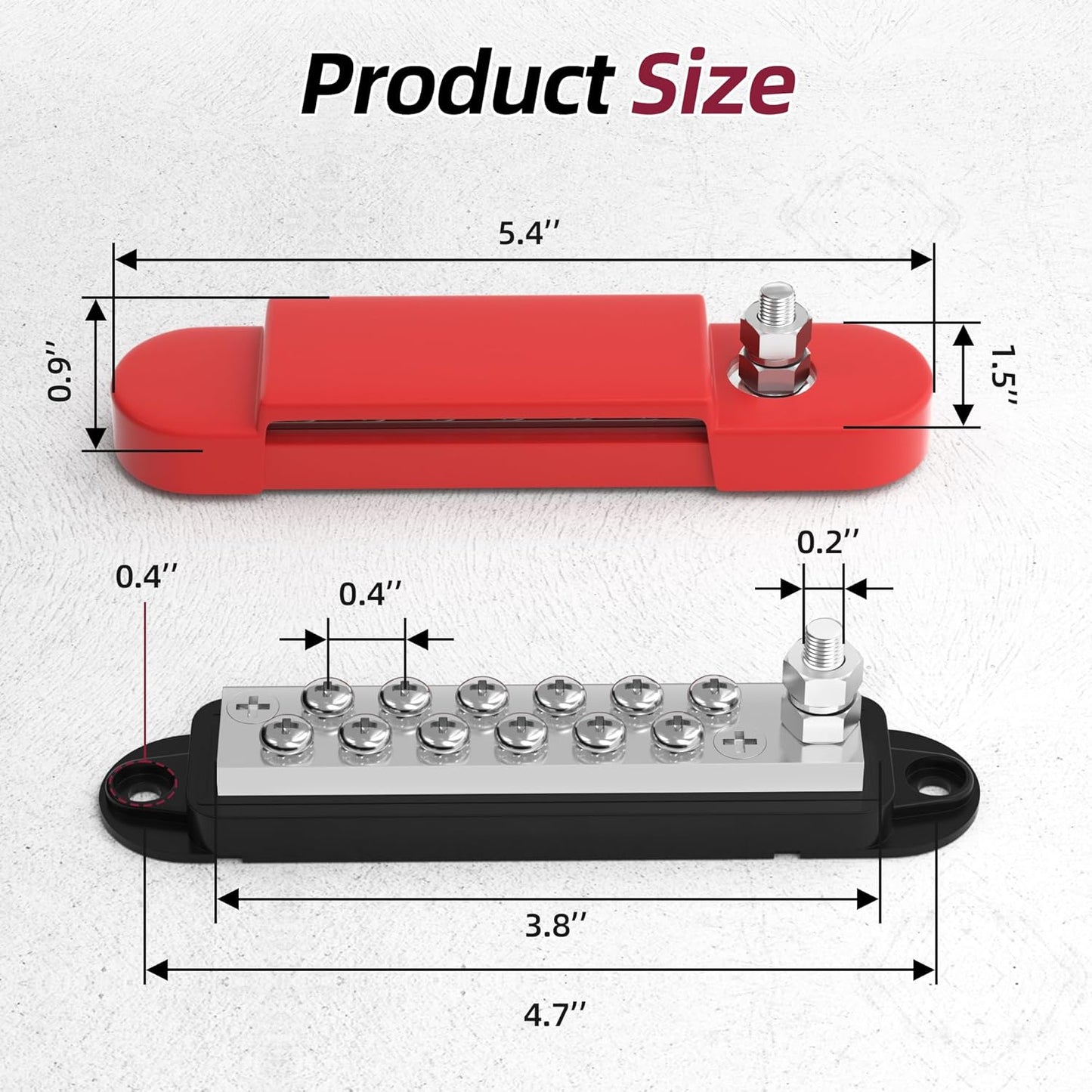 12V 150A 1/4" 12 RVBOATPAT Power Distribution Block Stud Marine Bus Bar Volt DC Battery Busbar for Boat Automotive