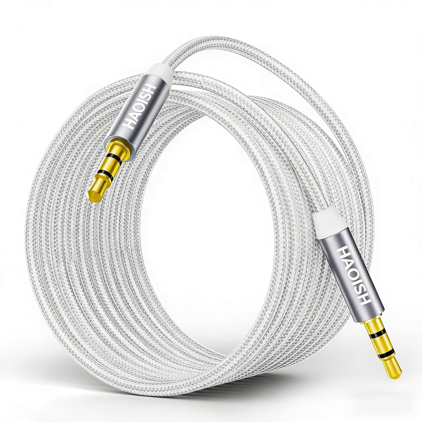 HAOISH 10 3.5 mm Braided-1/8 Aux Cord FT, Audio Cable Nylon Male to Male Auxiliary Stereo Jack Cables for Car/Home