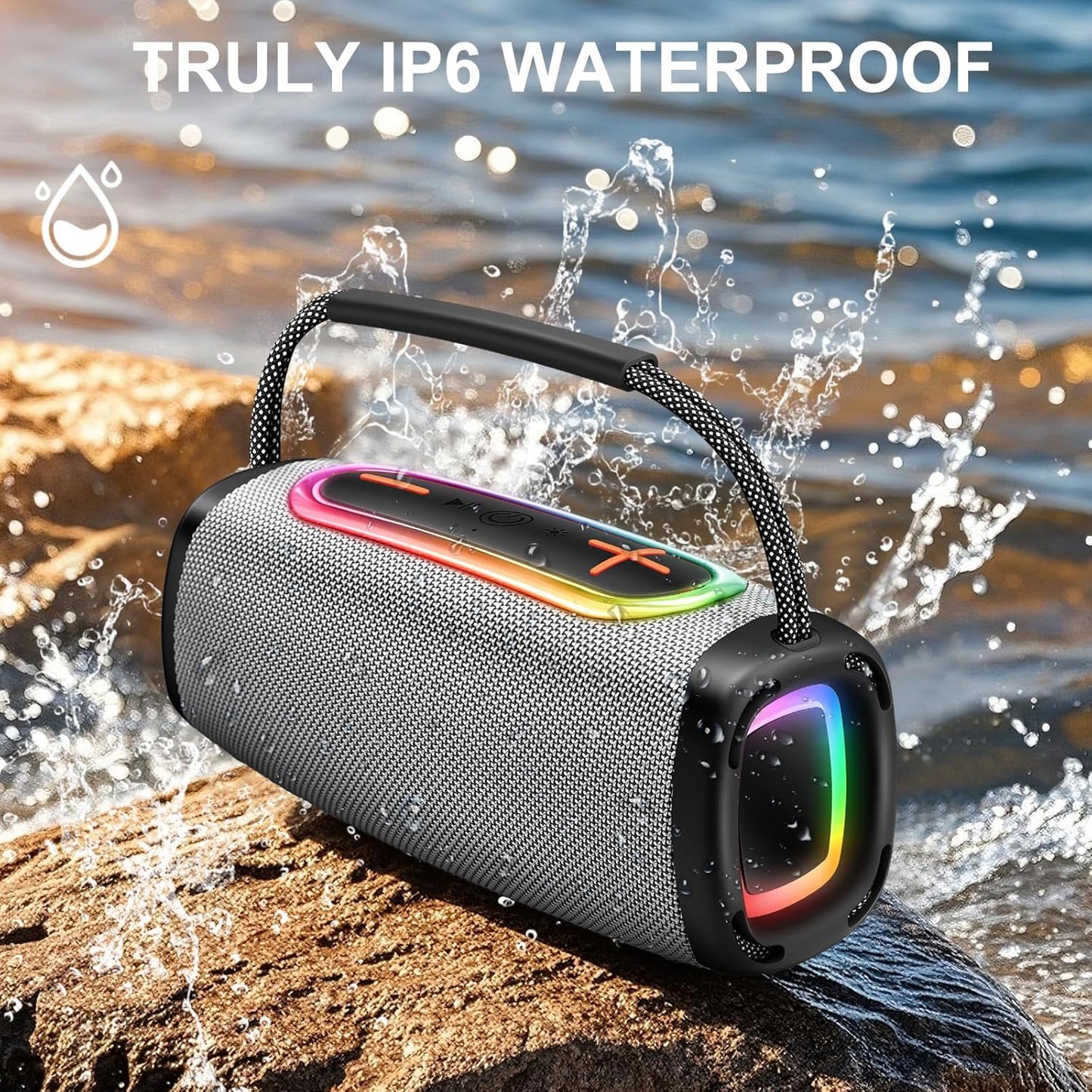 Matast 6000mAh, 36H BT5.4 24W IP6 Bluetooth Speaker Playtime Portable Wireless Speaker with Loud Stereo Sound