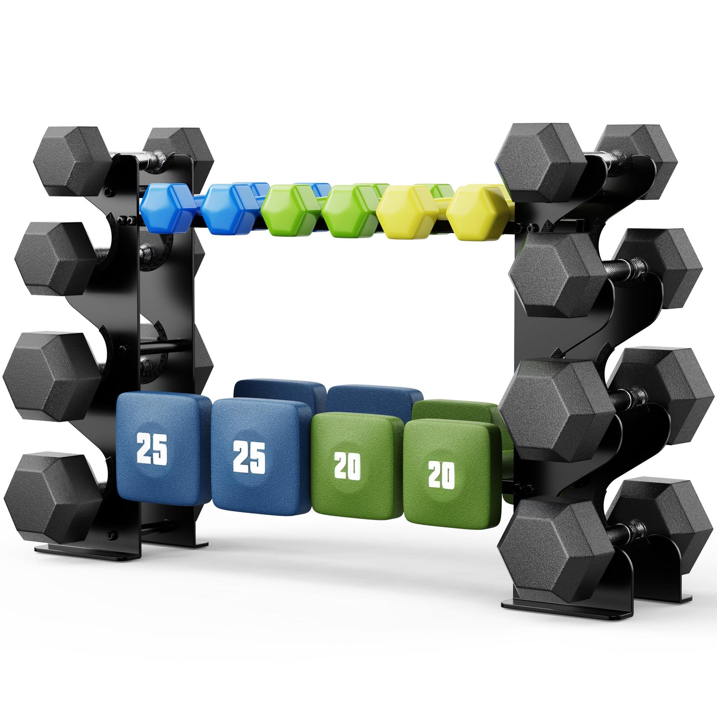 4-Tier Dumbbell Rack Stand for Home Gym: Rack Only Holder for Dumbbells, Free Weights, 400LB Capacity Heavy-Duty Compact Storage Organizer