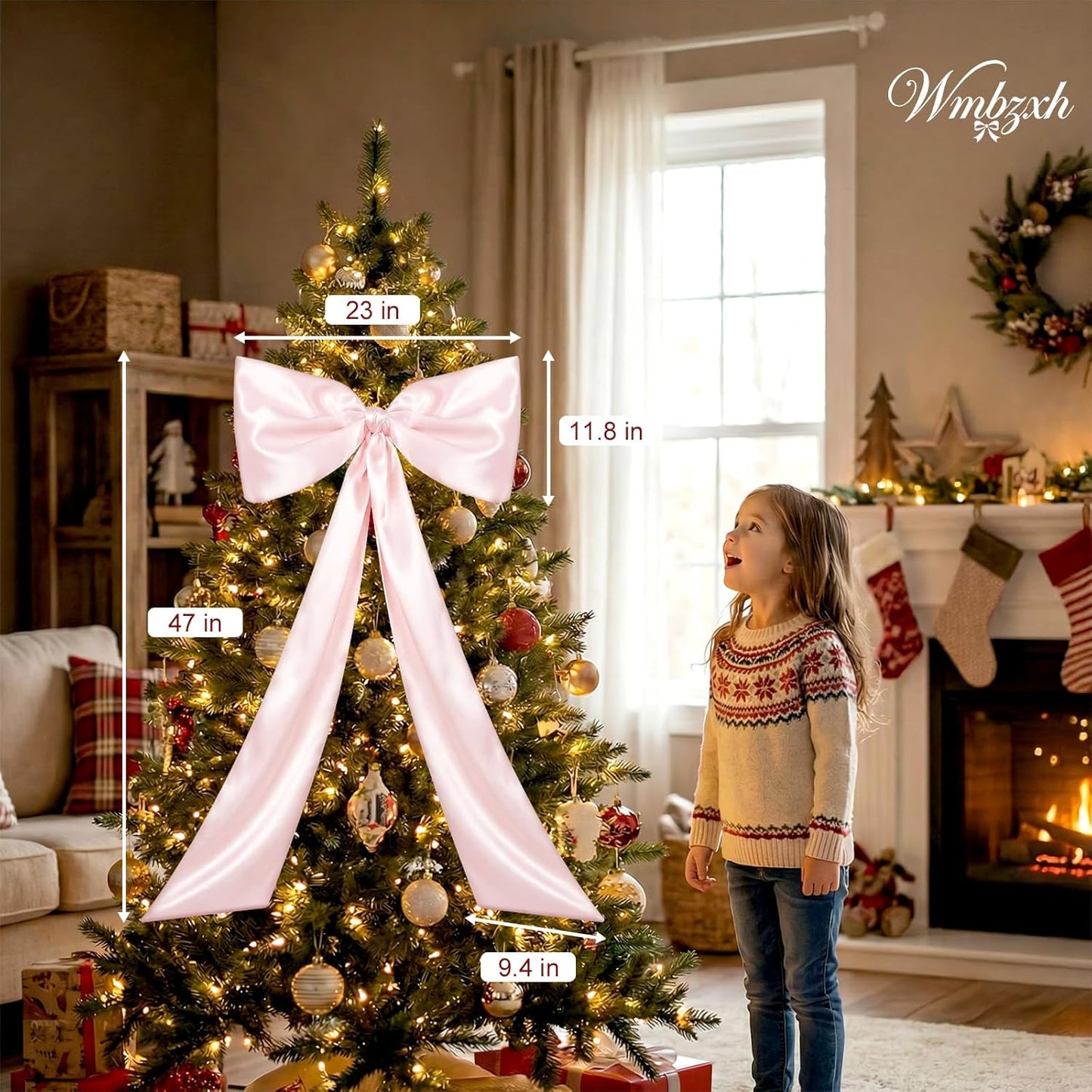 Skiennix Large 40"x24" Pink Satin Bows - Elegant Coquette Room Decor & Birthday Party Decorations