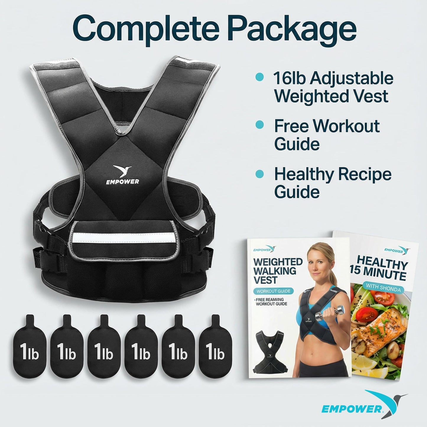 Empower Weighted Vest for Women - Workout Vest - Fixed 8lbs or Adjustable 10-12-14-16lbs - Adds Resistance to Strength Training, Running, Walking & Cardio - Designed To Fit A Woman’s Body
