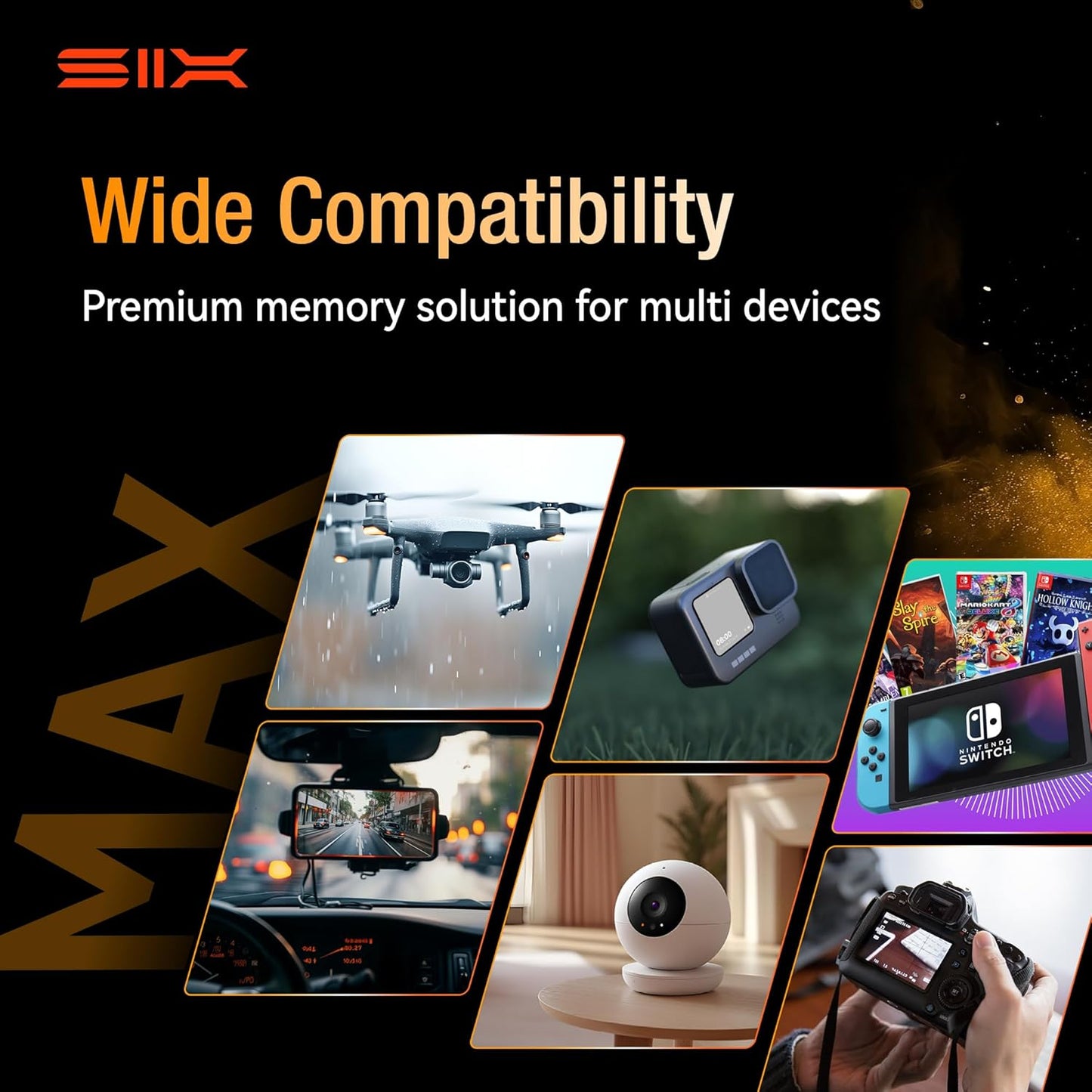 SIX M200 64GB 190MB/s 4K A2, U3, V30 64GB Micro SD Card Read Up to for UHD Continuous Recording - microSDXC Memory Card