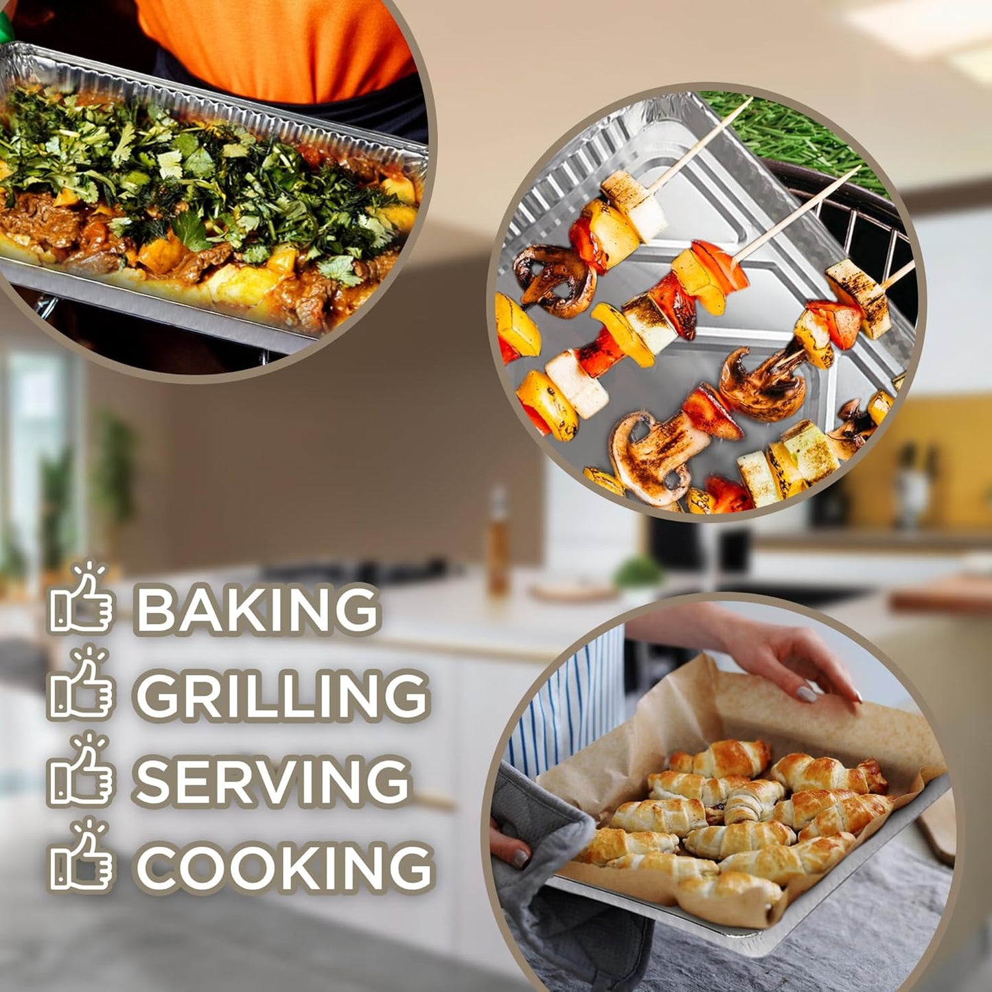 PLASTICPRO Aluminum Cookie Sheets - 100 Pack Heavy-Duty Disposable Baking Pans | 13 x 17 Inches