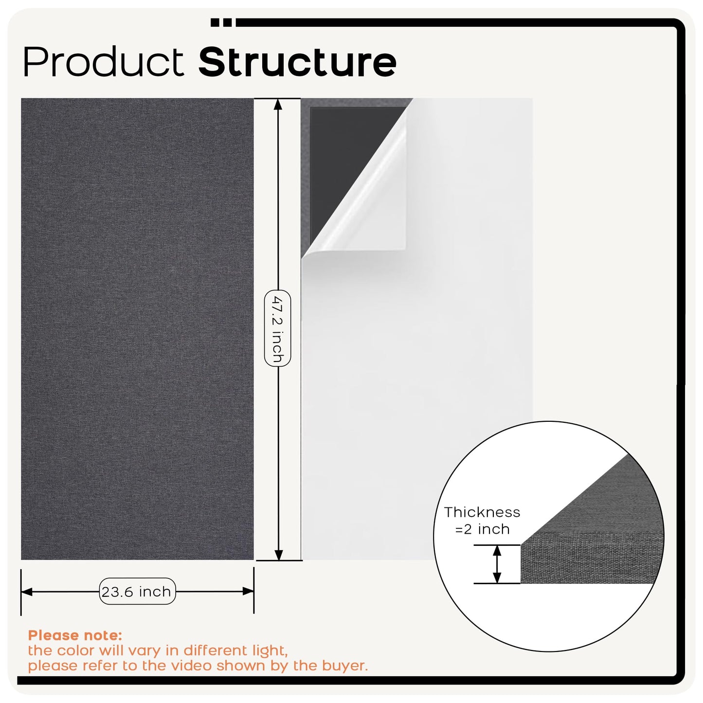 BUBOS 2-Pack Fabric Acoustic Panels with Hanging Hardware, 47.2" x 23.6" x 2" Large Soundproofing Wall Panels, High-Density Sound Absorbing Decor for Home Theater, Studio & Office,Grey