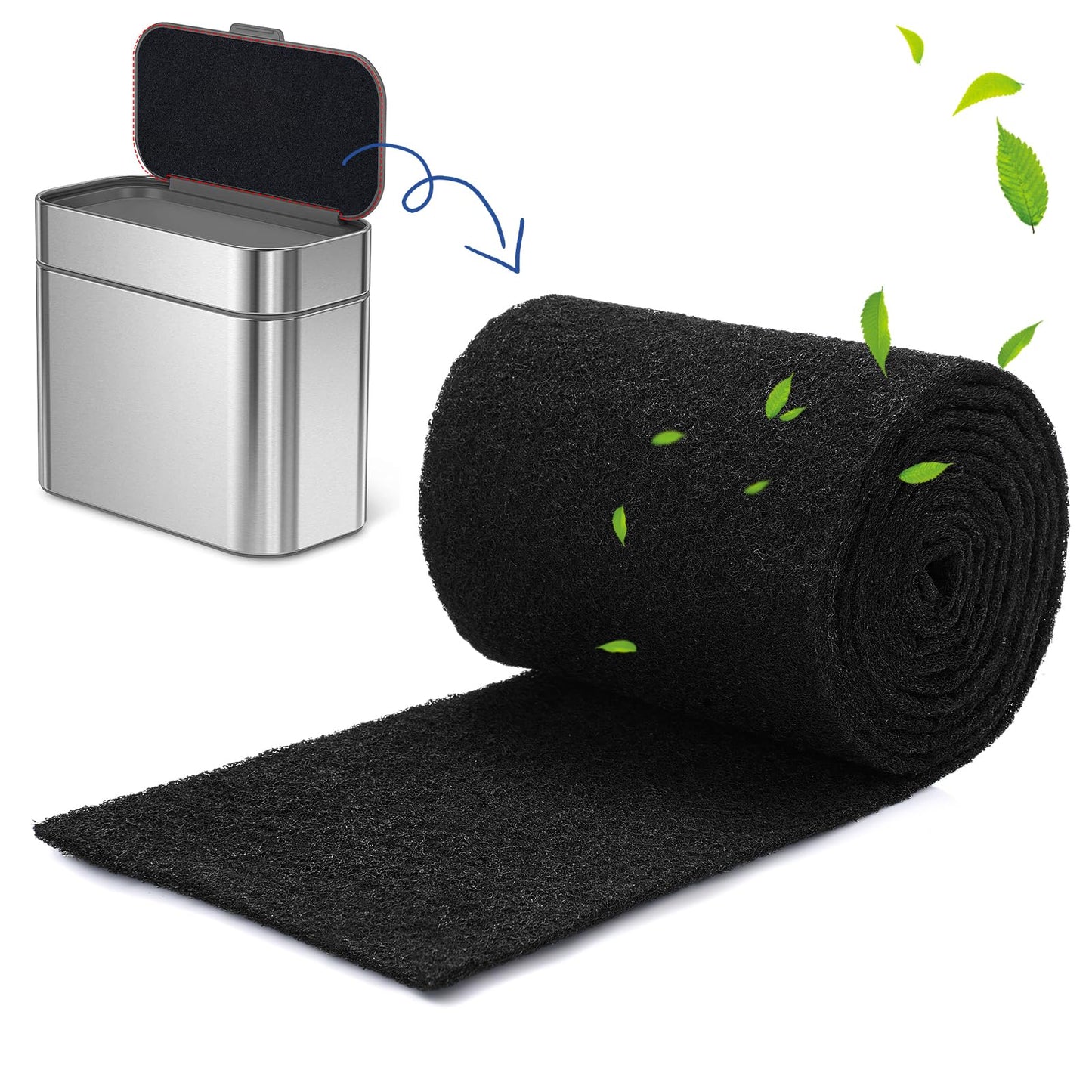 Reallnaive Square Compost Bin Charcoal Filters 78.7 x 5.5 Inch, Activated Carbon Filter Sheet Thickening Trimmable for Compost Bucket Compost Pail Countertop Recycle Bin