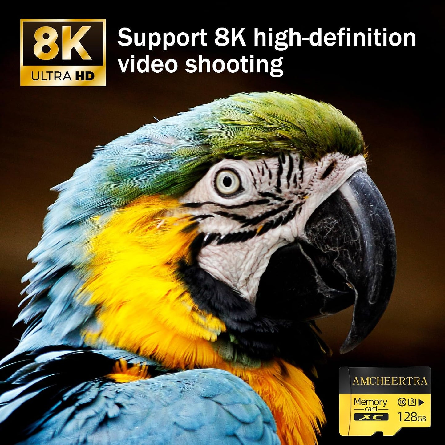 AMCHEERTRA 128GB 4K, 5K 180/140MB/s, C10, U3, A2, MicroSDXC Memory Card, UHD Videos Storing, R/W Up to UHS-I