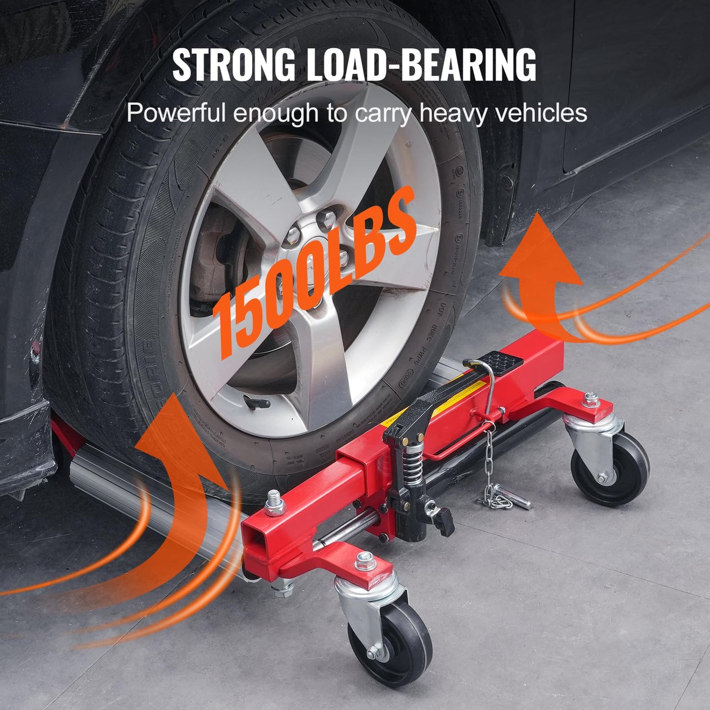 VEVOR Wheel Dolly - Max Capacity 1500 Lbs, Car Jack Dolly Lifter with 360 Rotatable Wheels, Heavy Duty Vehicle Positioning Hydraulic Tire Jack, for Vehicle Repair and Moving