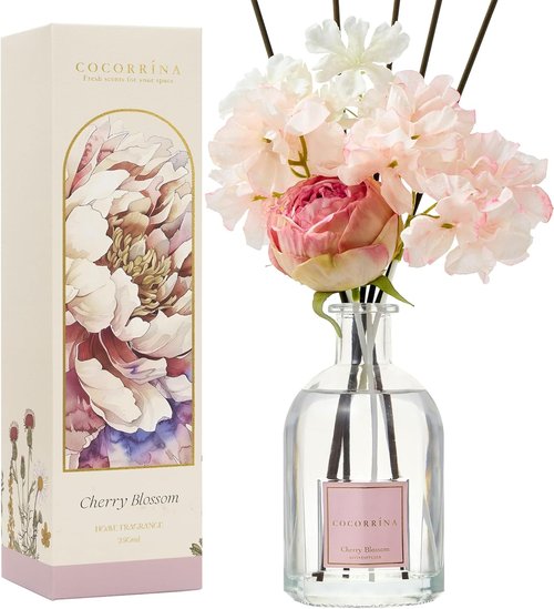 COCORRÍNA Reed Diffuser - Cherry Blossom Scent | 8.5 Fl. Oz (250ml) with 8 Sticks for Home Decor