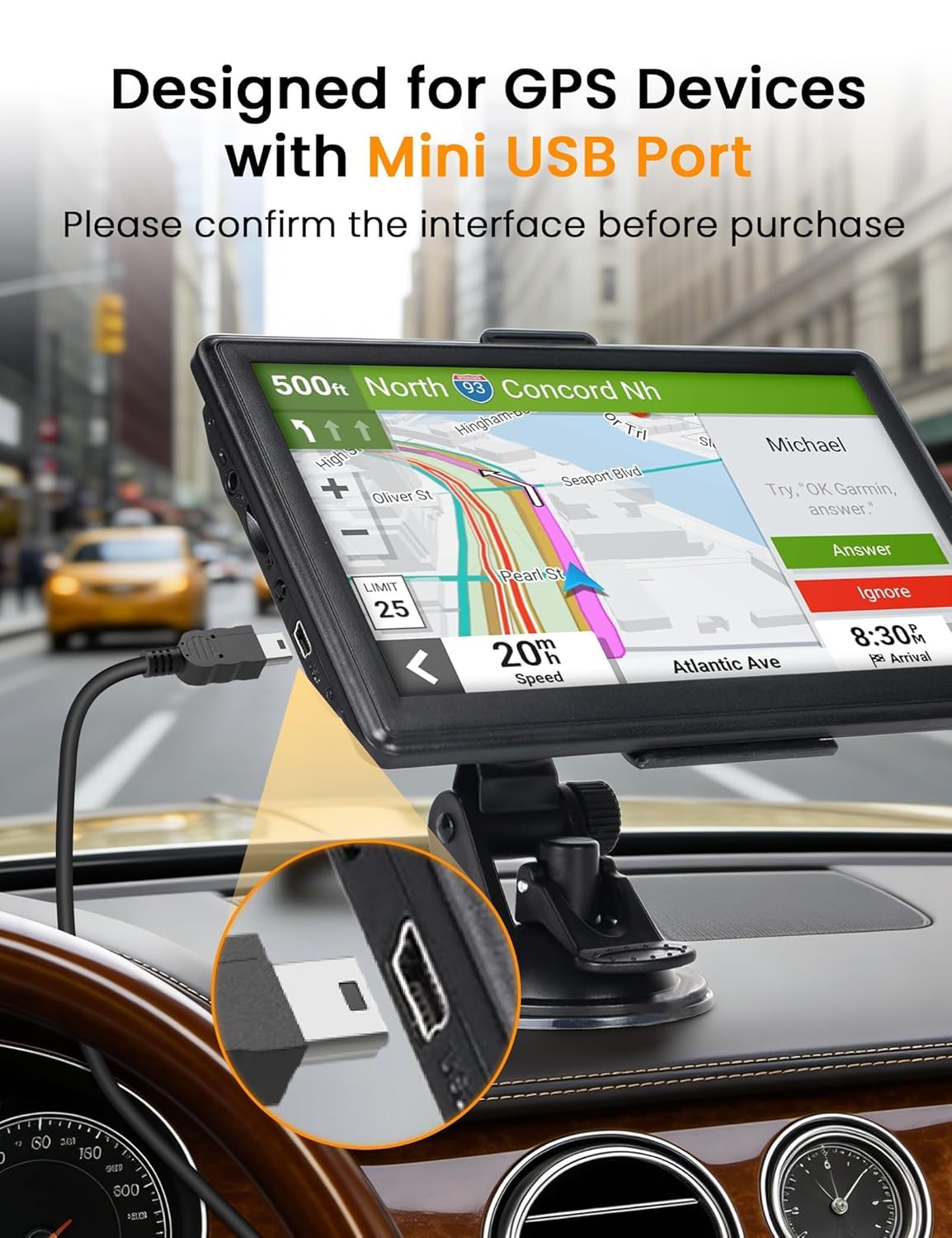 53 2.0 3.3ft Sinoacc Mini USB Cable Compatible with Garmin GPS Charger Cable for Drive Nuvi Drivesmart Driveassist Dezl
