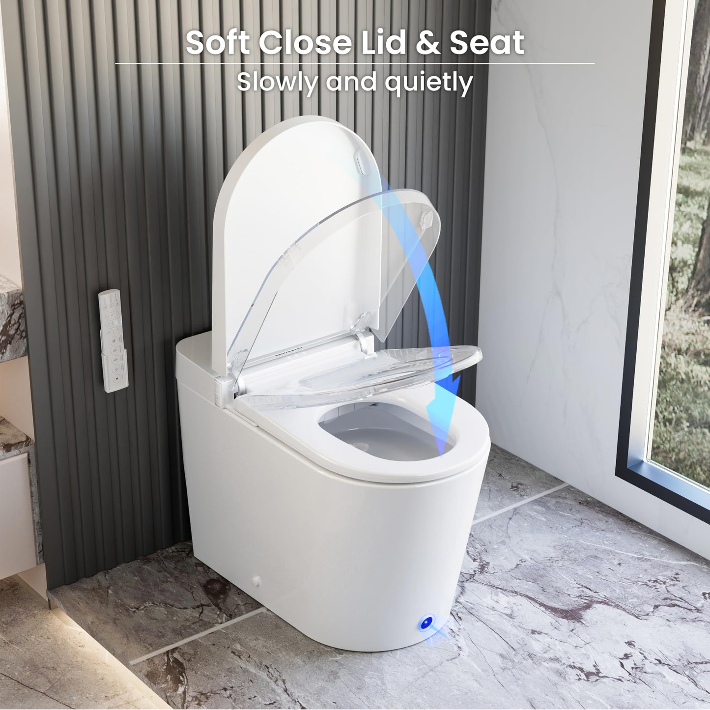Casta Diva Smart Toilet with Bidet Built in, Bidet Toilet with Wider Heated Seat, Warm Water & Dryer, Foot Sensor Auto Flushing, Night Light, Remote Control 1.28GPF(CD-K020)