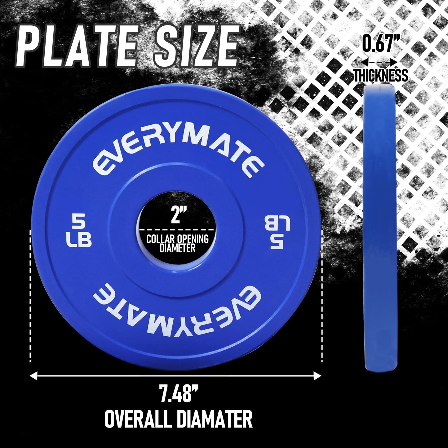 EVERYMATE Change Weight Plates 5LB Fractional Plate Olympic Bumper Plates for Cross Training and Olympic Weightlifting, 5LB Set Weights Plates Set