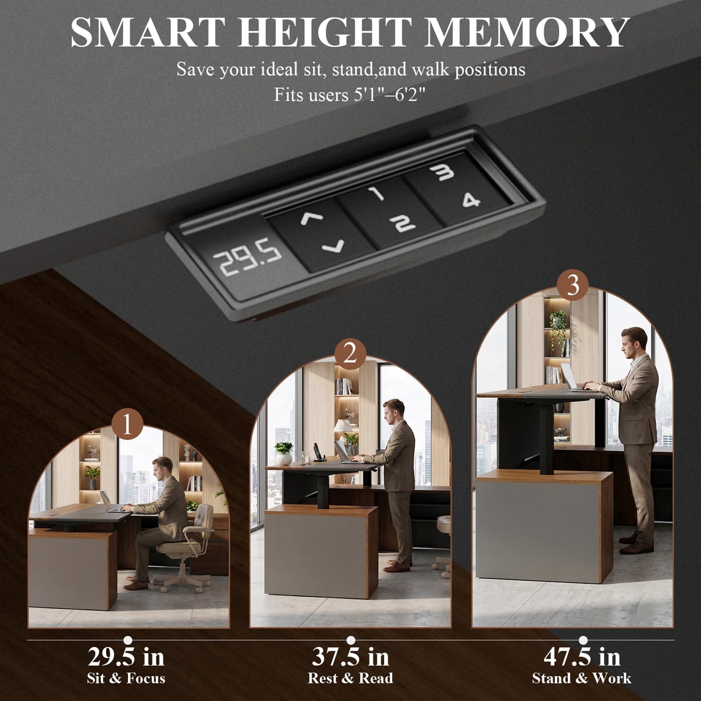 ZIMASYA 79" L Shaped Executive Desk with File Cabinet Drawers Outlet USB, Dual-Motor Adjustable-Height Modern Executive Desk with Privacy Panel for Boss Managers Office Home Natural Wood & Grey