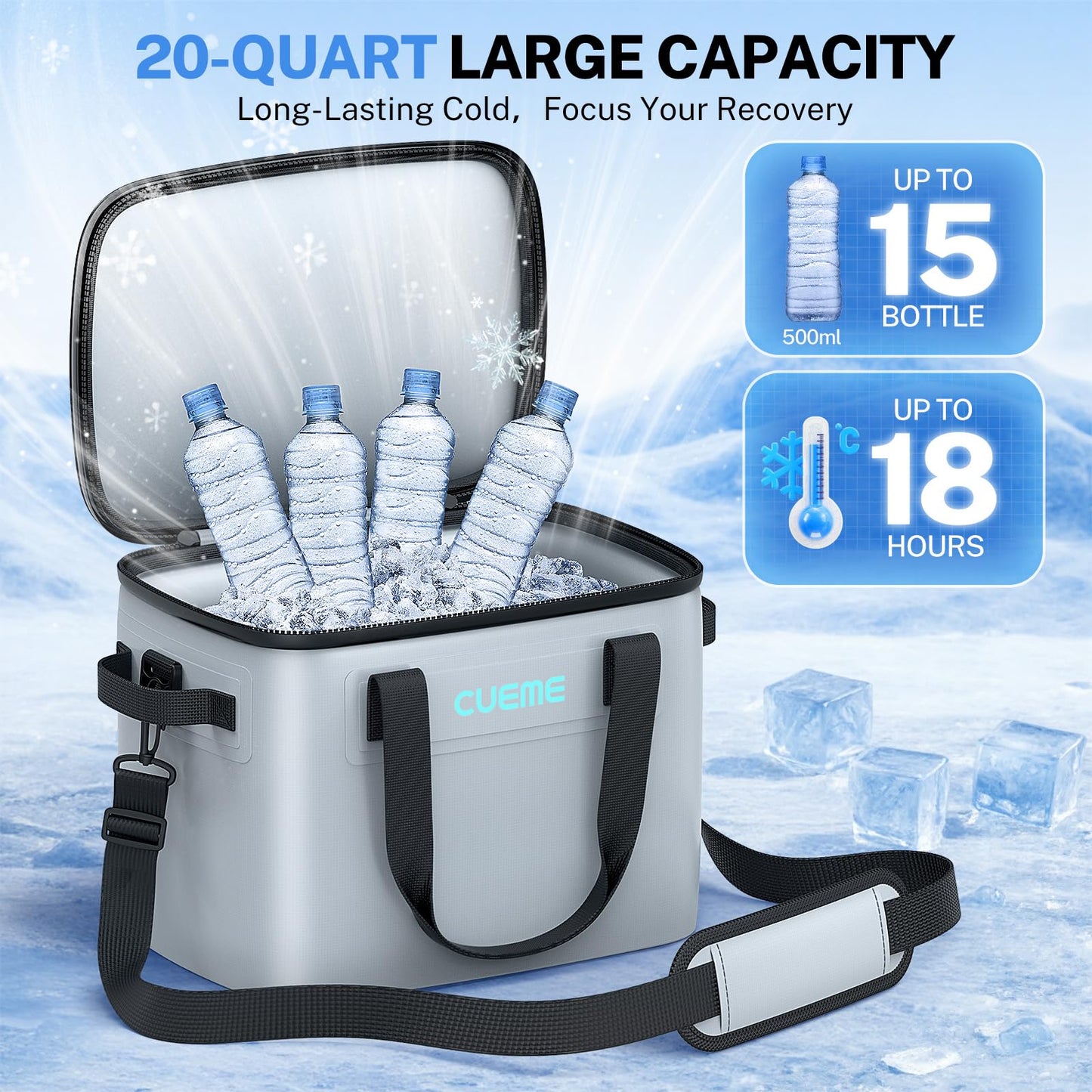 CUEME 20 QT Ice Machine for Knee After Surgery, Programmable Timer Cold Therapy Machine, Knee Replacement Recovery System, Cryotherapy Pain Relief Pad for Shoulder, Hip, Ankle & Foot