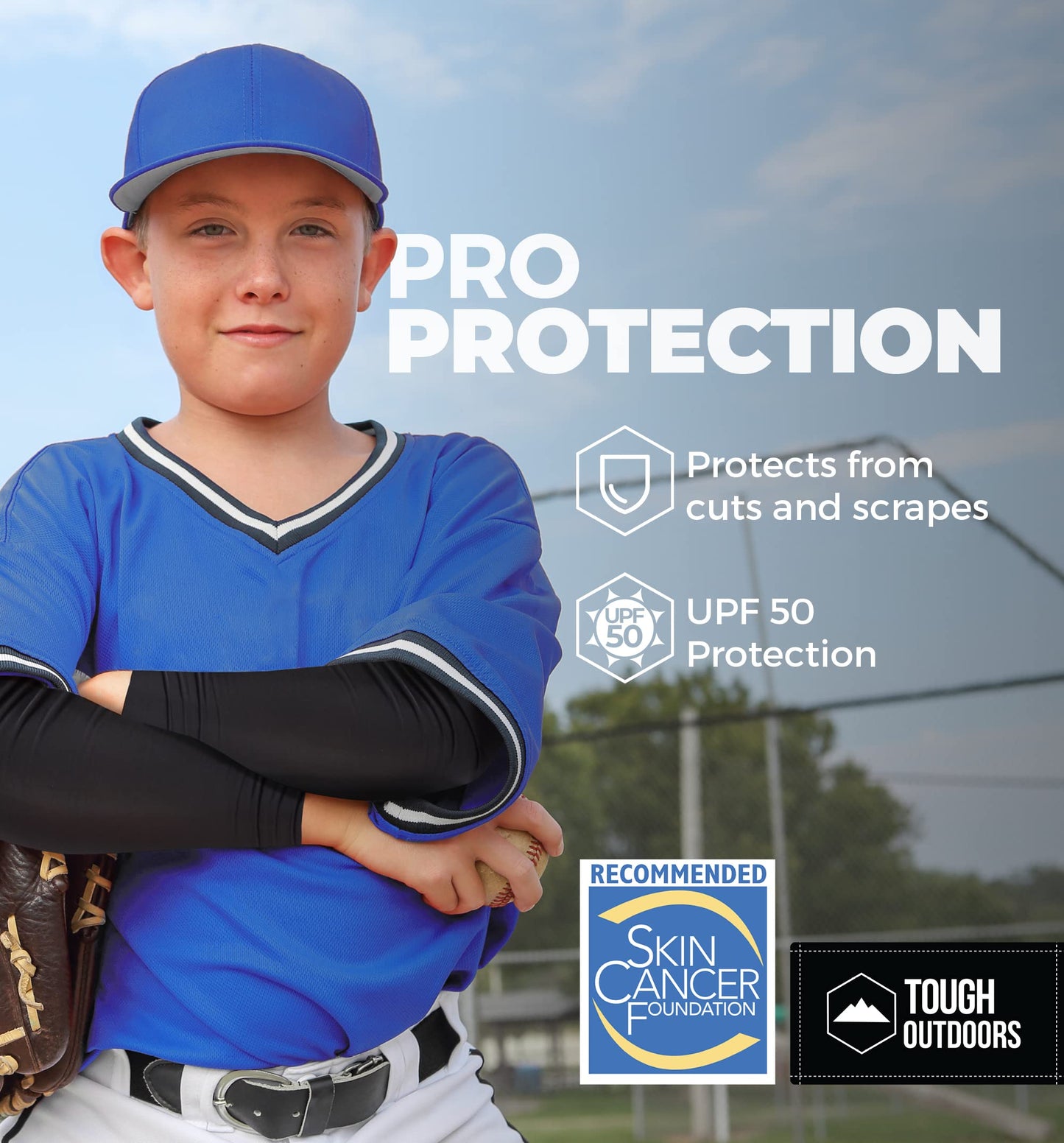 Tough Outdoors Baseball Arm Sleeve Youth & Adults - Compression Arm Sleeves for Kids Boys & Girls Men & Women - Football