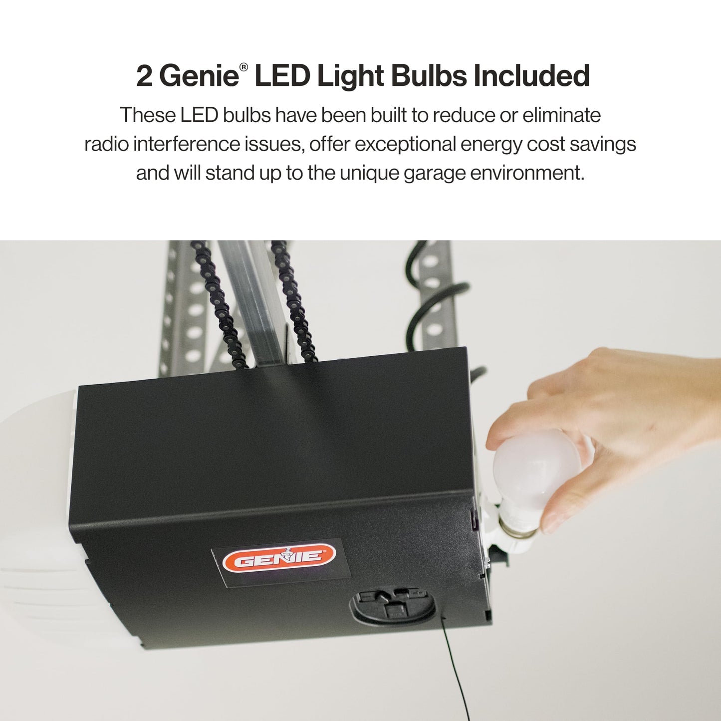 Genie 2055-LED Essentials Garage Door Opener, LED Bulbs Included, Ultra-Quiet Belt Drive Garage Door Opener