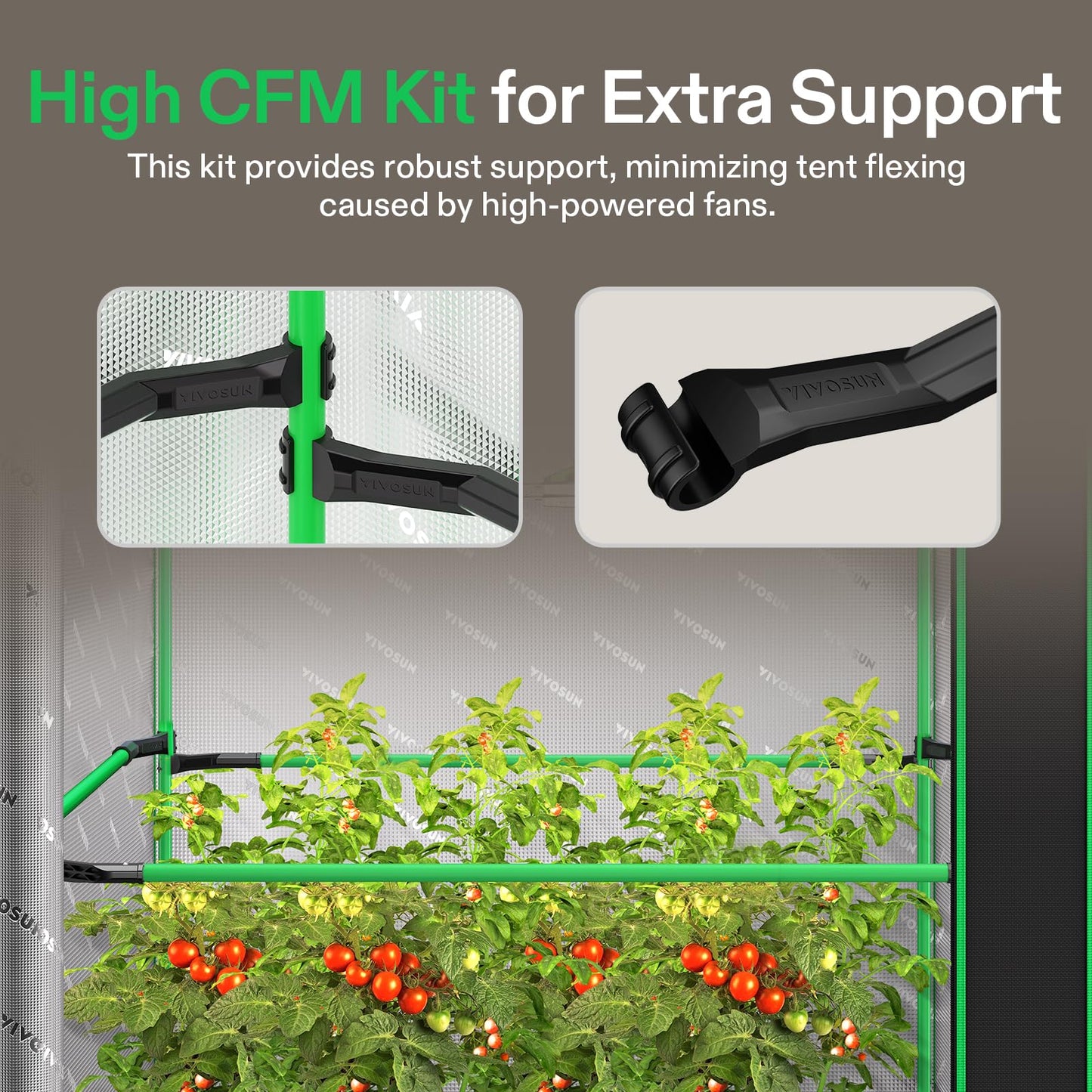 VIVOSUN P336 36"×36"×72" PRO Grow Tent, with Thick 1 inch Poles, Strengthened High Reflective Mylar Oxford Fabric, Extra Hanging Bars & High CFM Kit for Hydroponics Indoor Plant for AeroLight A200SE