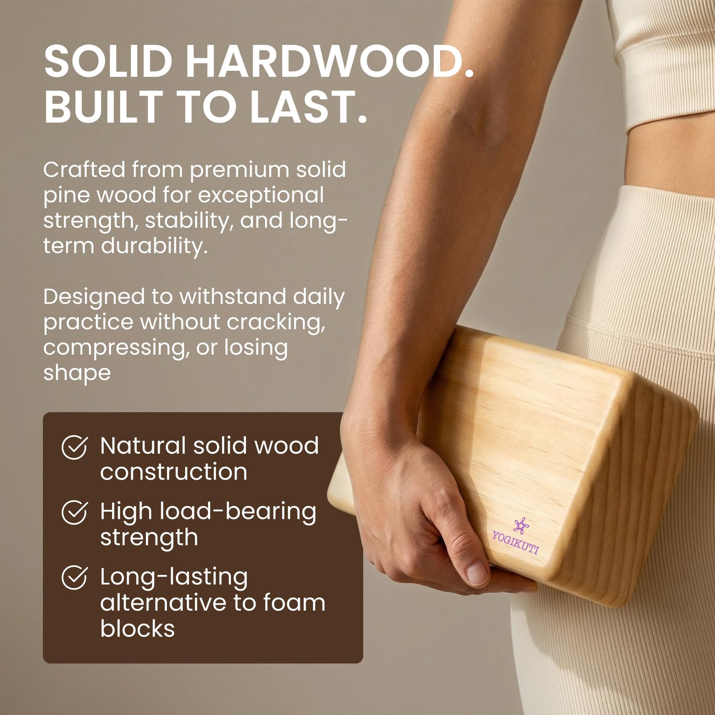Original Wooden Yoga Blocks Set of 2 – Solid Hardwood Props Inspired by Traditional Yoga
