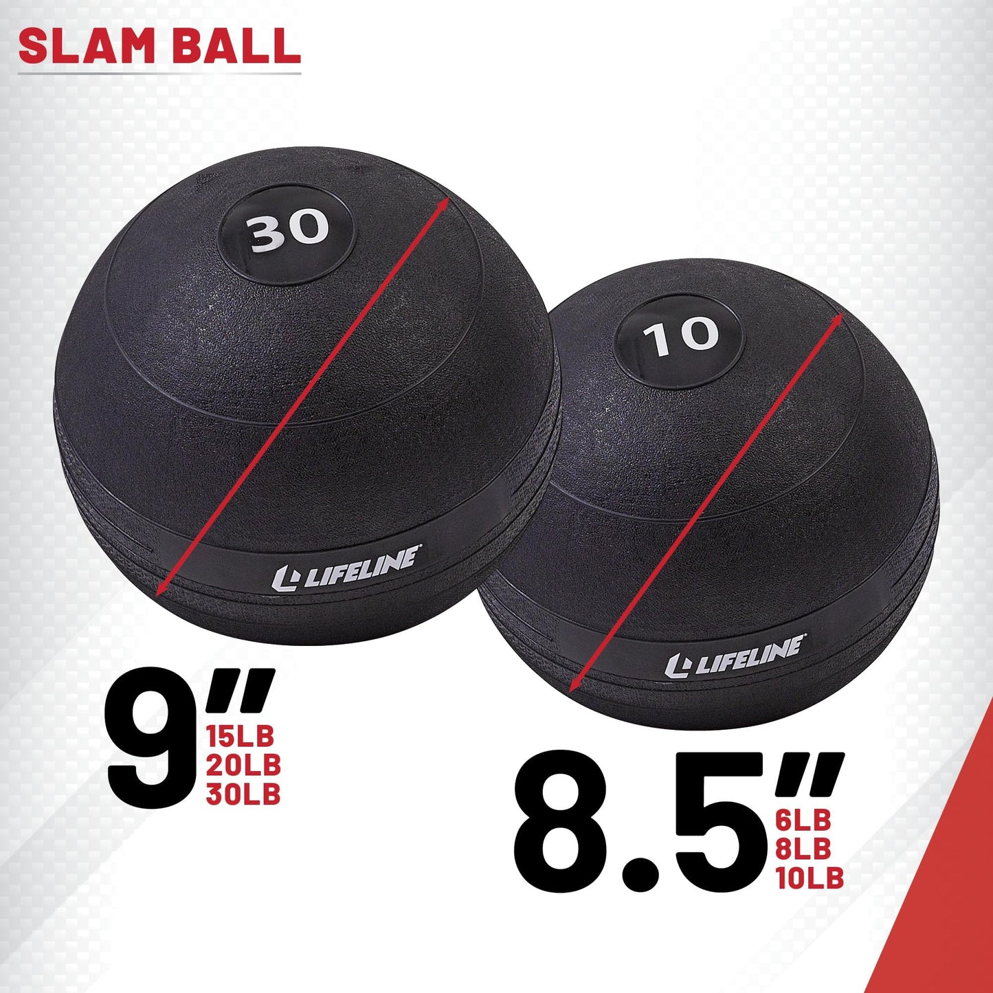 Lifeline Fitness Weighted Slam Ball - Easy to Grip Slam Ball for Home Gym and HIIT Workouts - 8 lb.