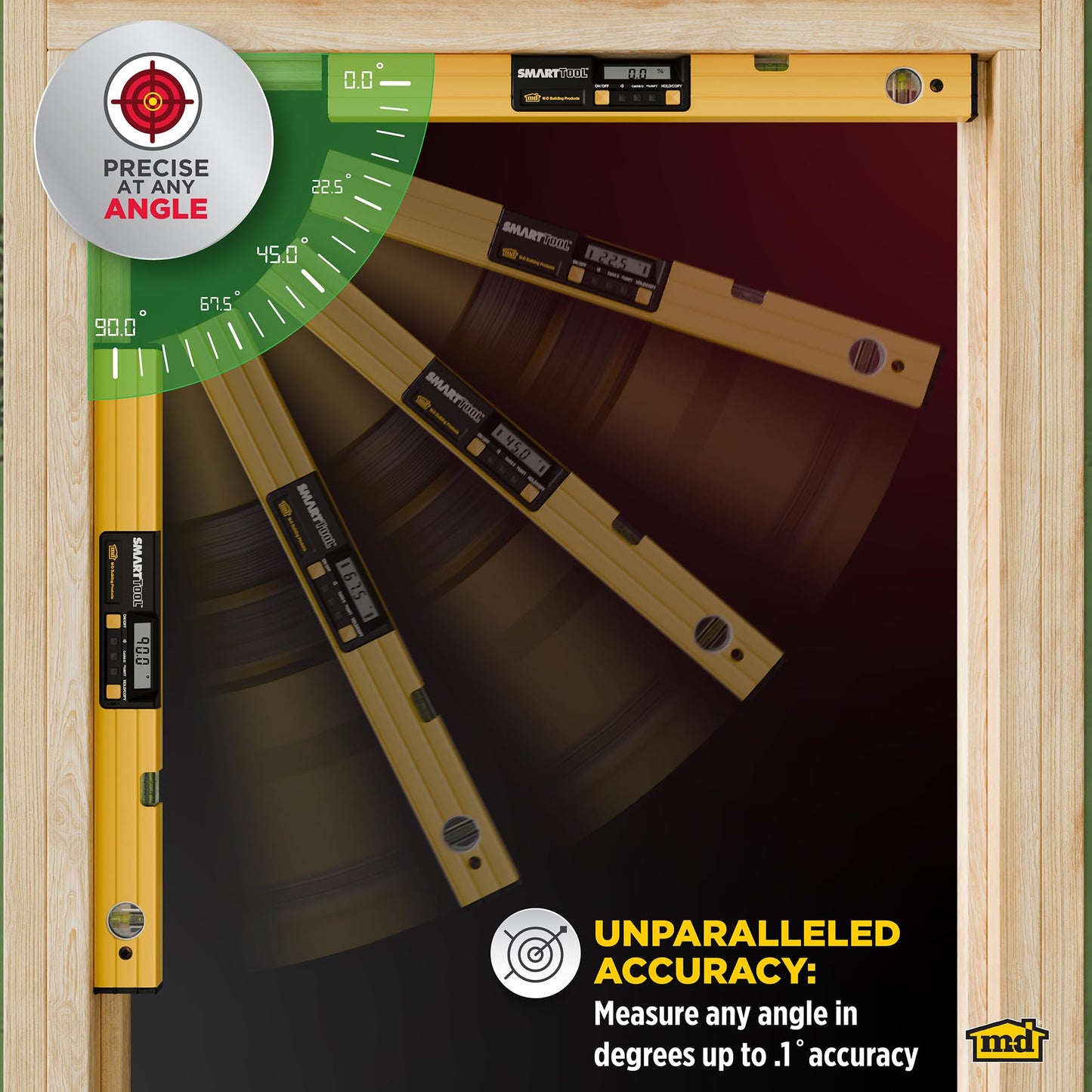 M-D Building Products 92296 SMARTTOOL® 48 Inch Digital Level: Precision Measurement with LCD Screen, Audible Alerts, Water Resistance, High Visibility, and Heavy-Duty Aluminum Frame