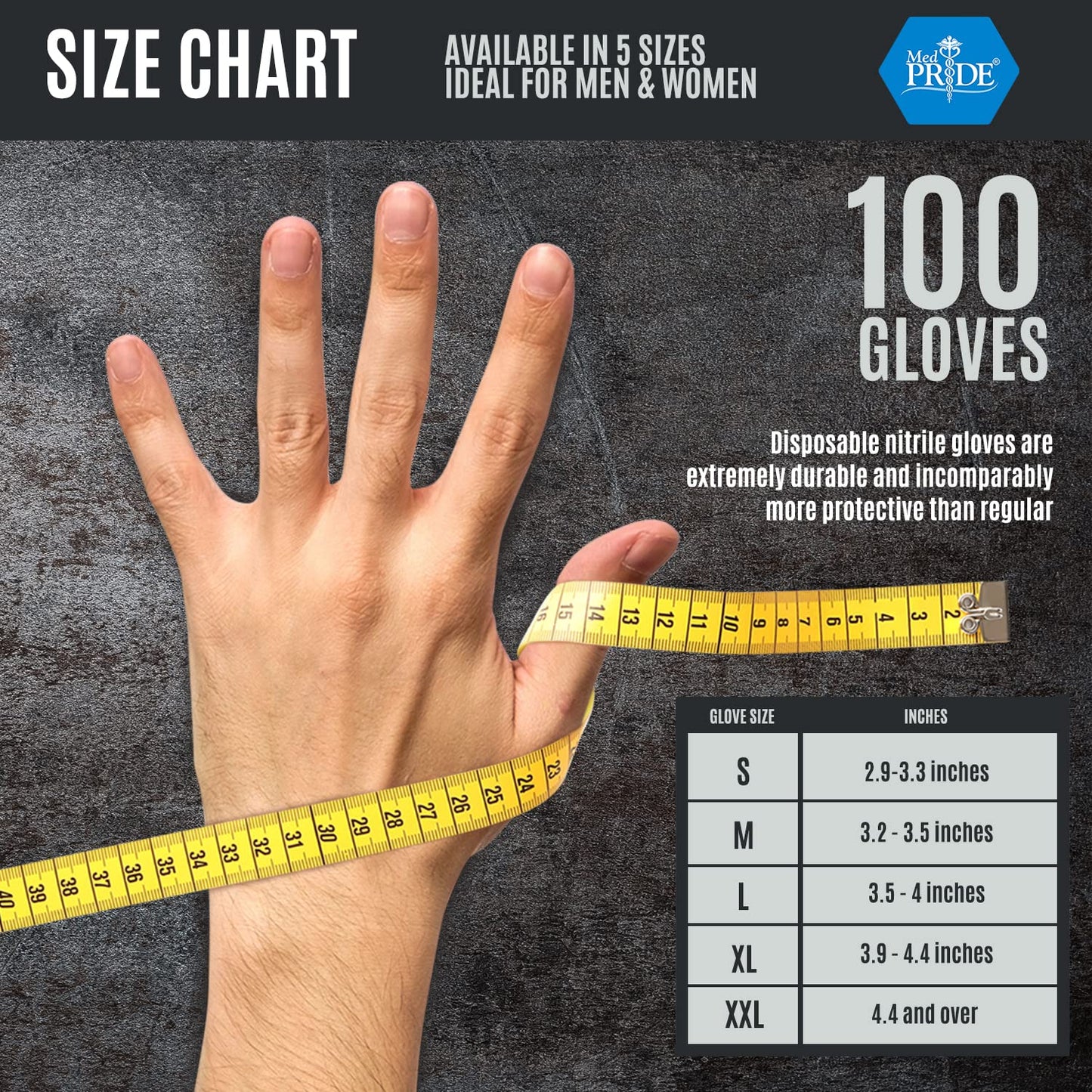 MED PRIDE Maxx Strength Nitrile Industrial 8 Mil Thick 1000 Gloves/X-Large - Diamond Texture Disposable Safety- Heavy-Duty, Tear-Resistant Mechanic Automotive Food Handling Gloves- Orange