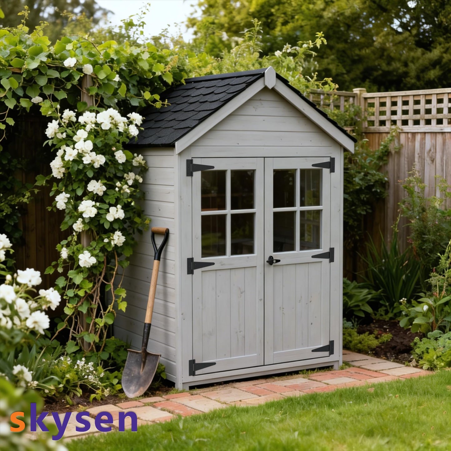 SKYSEN Shed Door Hardware Kit, Complete Set with T-Handle Lock, Barrel Bolts & Hinges.(sdhk)