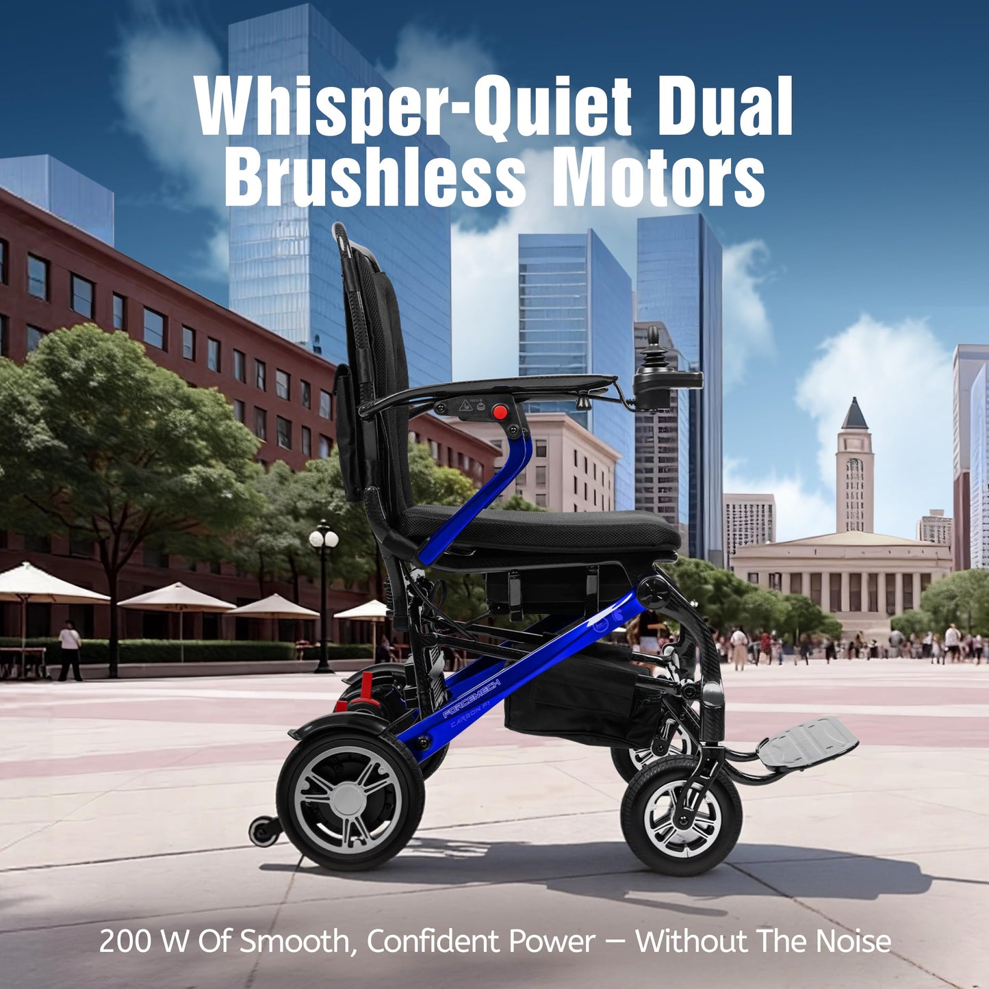 Forcemech Carbon F1 Carbon Fiber Electric Wheelchair for Adults 2026 New Model 35 lbs Foldable Power Wheelchair Lightweight 10 Miles Motorized Wheelchair for Seniors Capacity 300LBS Dual 200W Motors
