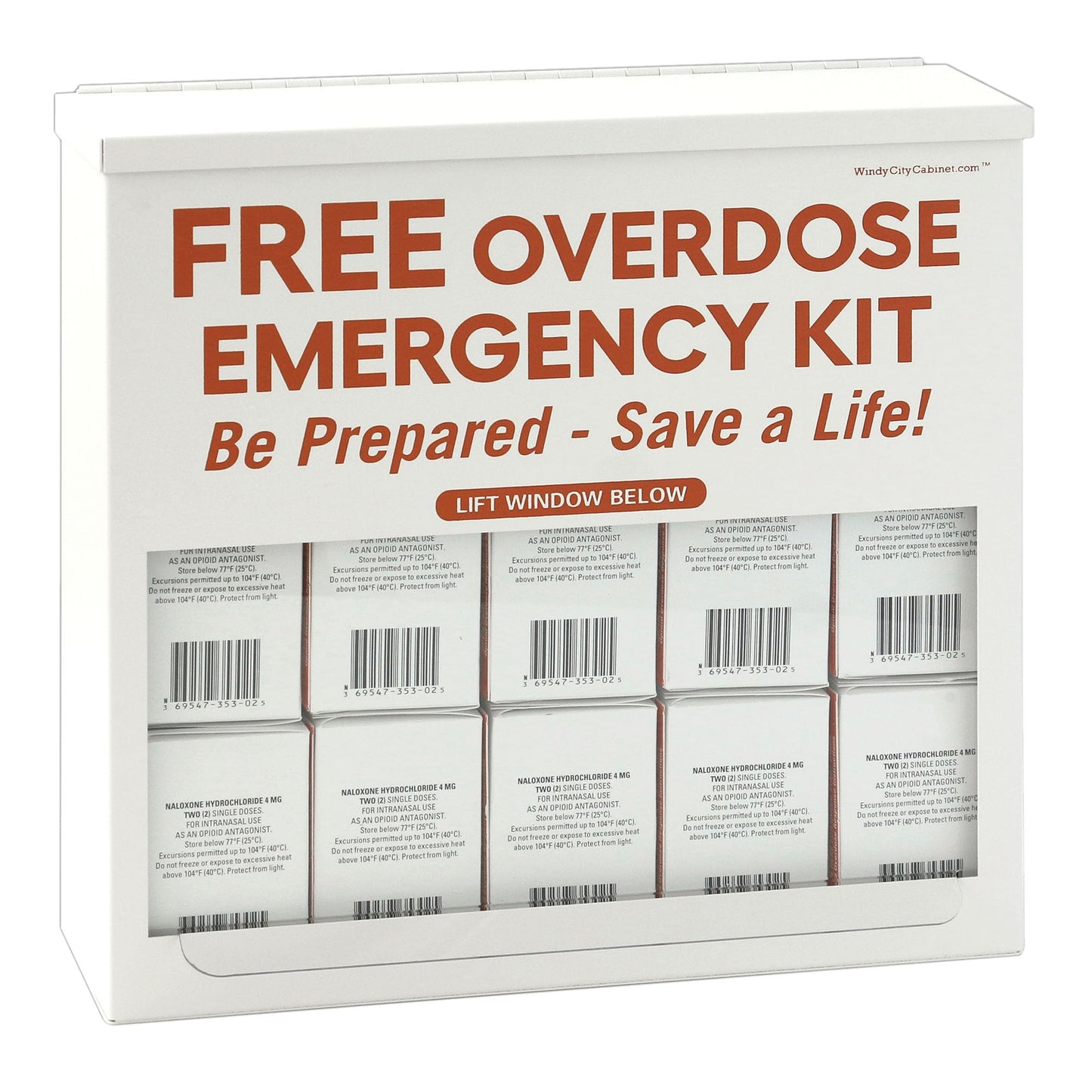Windy City Cabinet | OD Emergency Kit Distribution Cabinet | High Visibility Cabinet for Emergency Supplies (OD Kit Not Included)