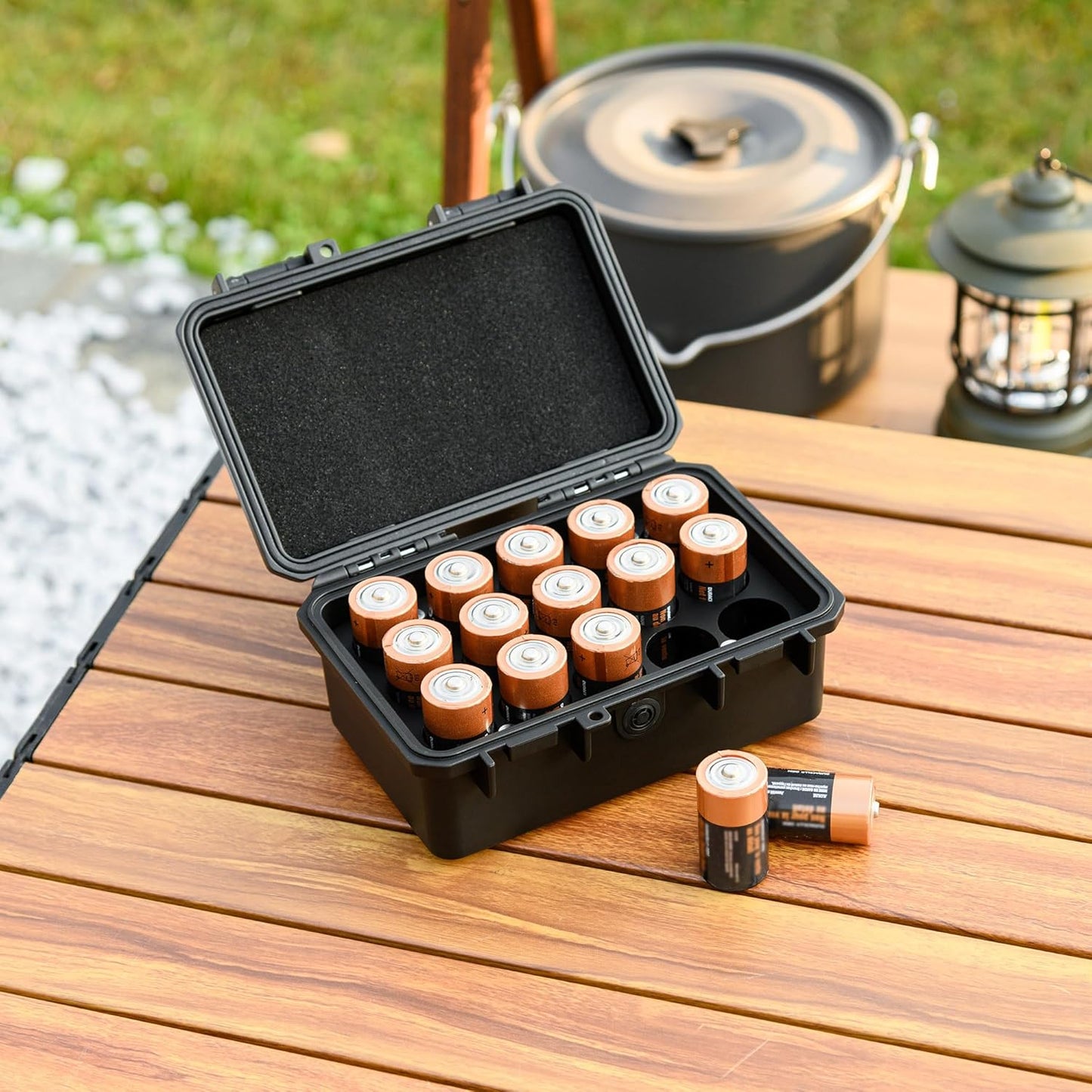 KIWIFOTOS 15 IP67 LR14 Slots C Battery Organizer Storage Case Heavy Duty Waterproof C Cell Alkaline Batteries Holder