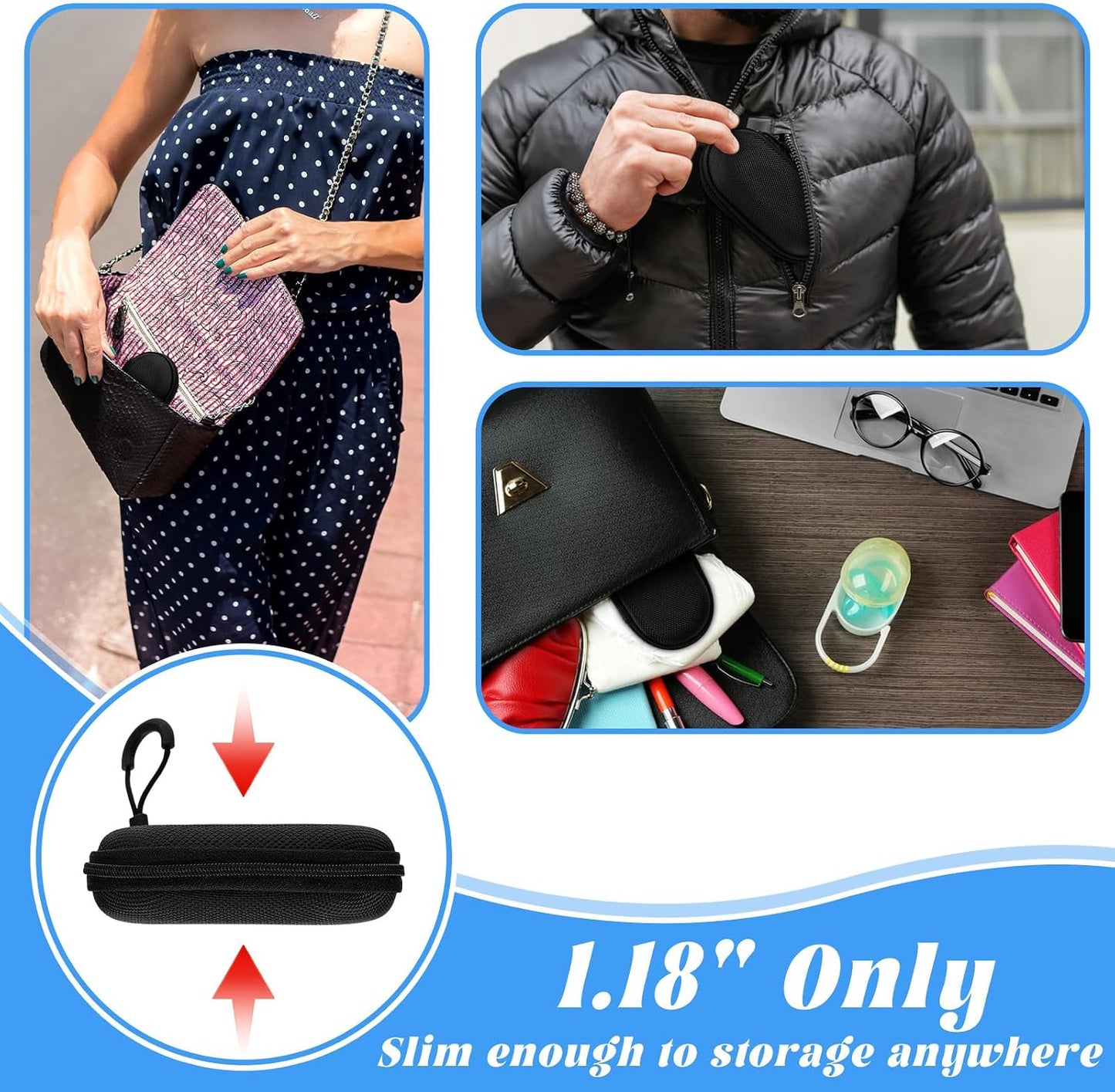 Matwsec MP3 Mini-Portable Case for Earphone Protective Hard Shell Travel Carrying Case Bag with Dual Zipper and Hook