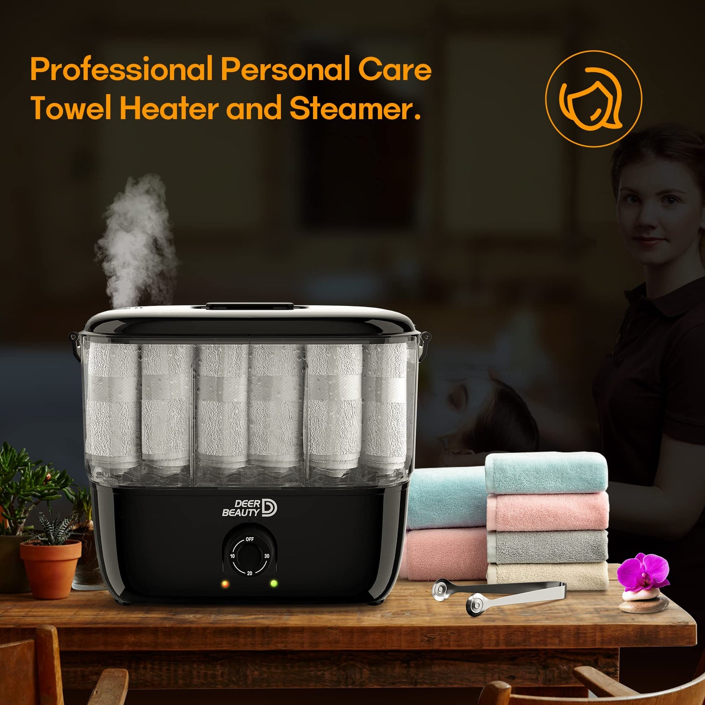 Towel Steamer-Hot Towel Warmer 600 W Tabletop Moist Towel Heater, Holds up to 18 Towels,30 Minute Auto Shut Timer,Professional Salon Equipment Towel Warmer for Facials,Spa,Barbers,Massage (Black)