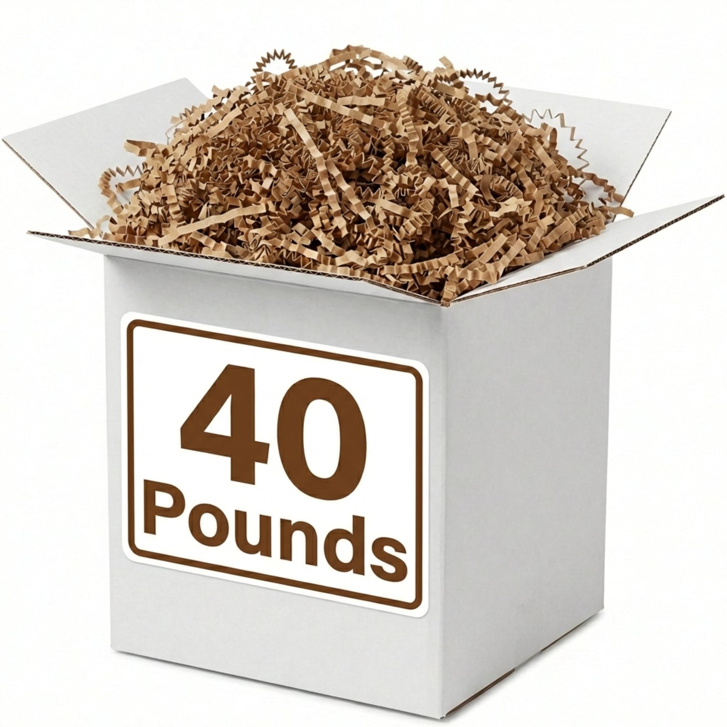 BOX USA Kraft Crinkle Paper Filler (40lb) - Shredded Paper for Basket Stuffing, Shipping, Packaging, Confetti, Crafts & Holidays - Crinkle Cut