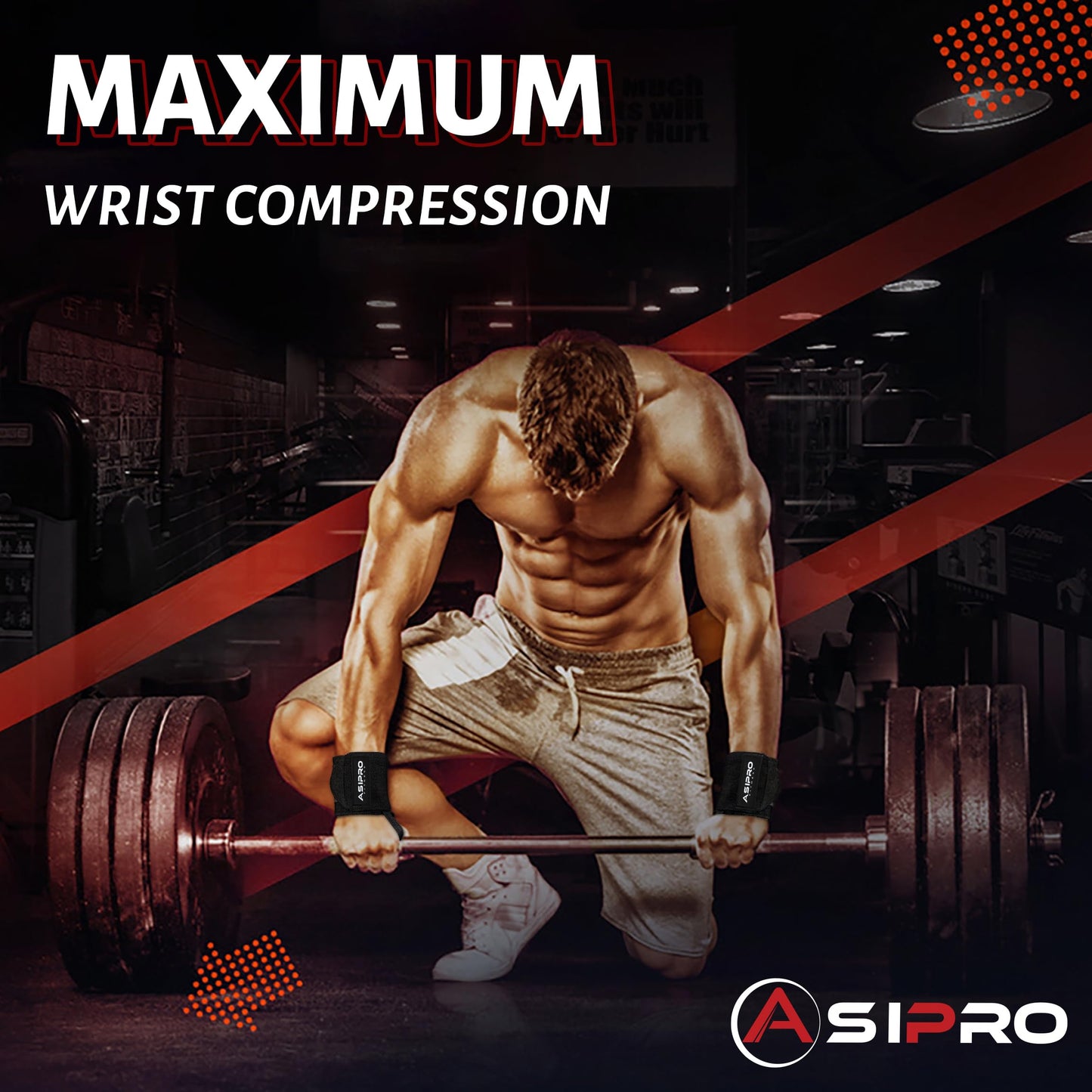 ASIPRO Wrist Straps for Weightlifting Men & Women Wrist Wraps for Weightlifting Muñequeras para Gym Weight Lifting Wrist Wraps for Bench Press Gym Wrist Straps Gym Wrist Support for Working Out