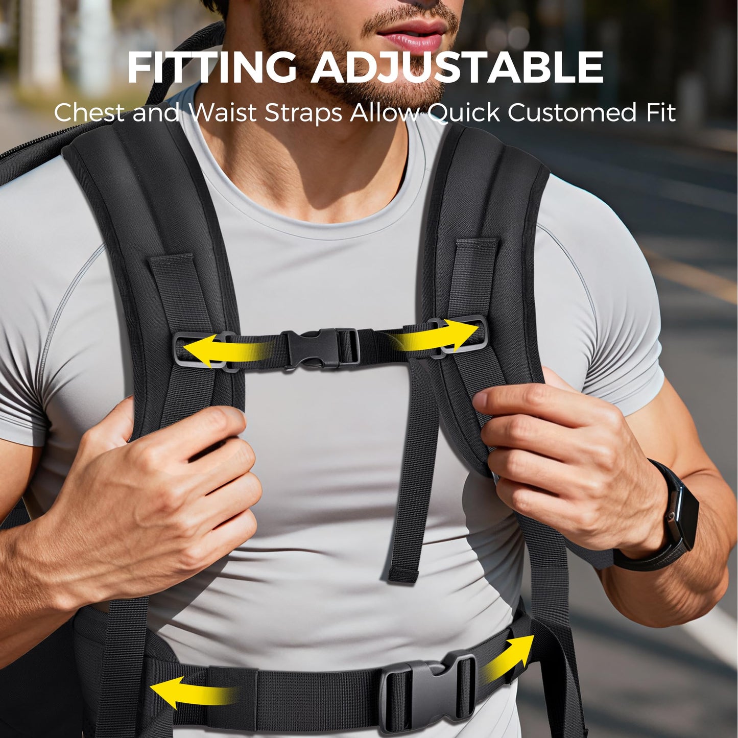 PACEARTH Weighted Strength Training Backpack – Adjustable Weight Plate Bag for Calisthenics, Pull-Ups, Squats & Core Workouts – Fits 17.7" Gym Plates – Metal Buckle Straps & Reinforced Stitching