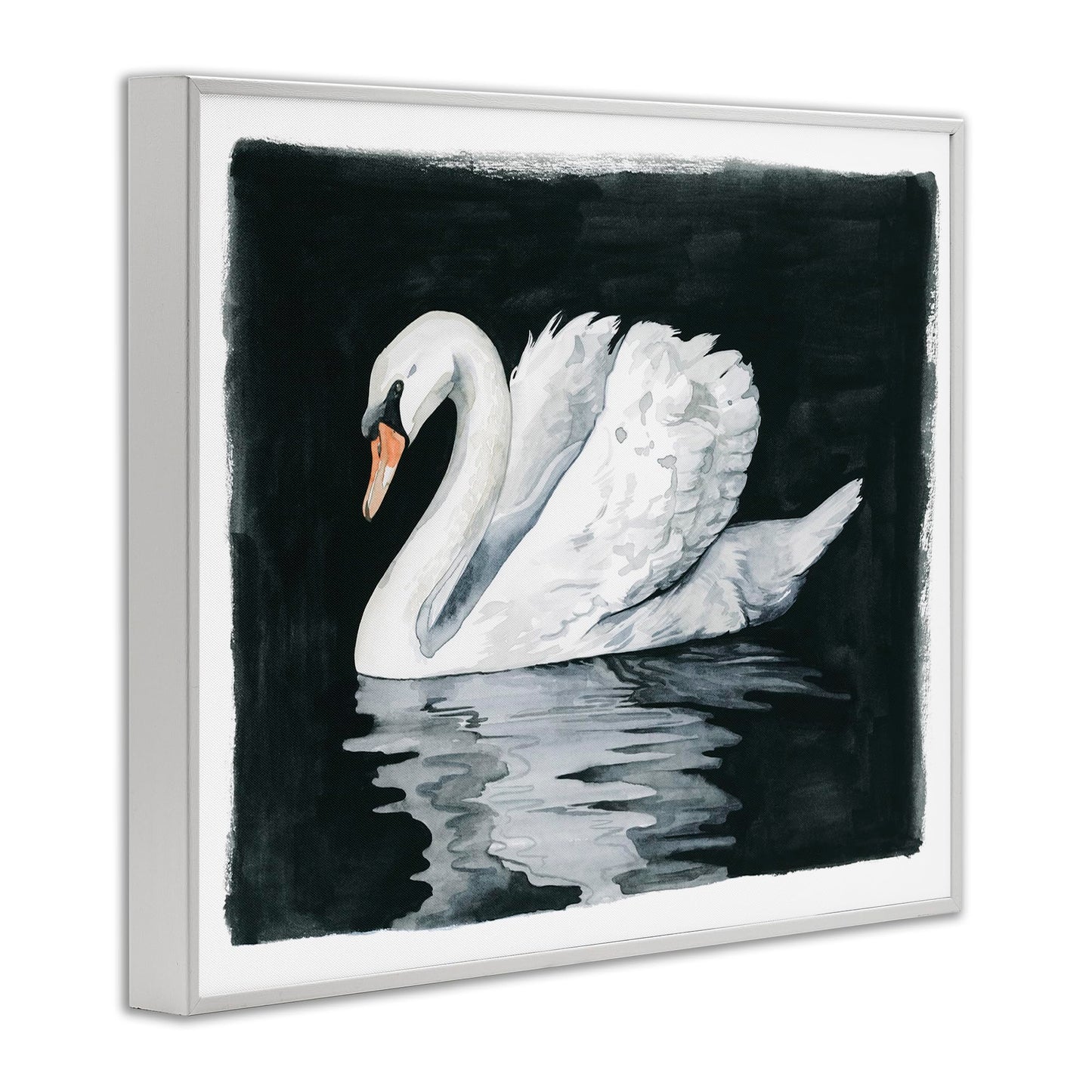 Stupell Industries 'Beautiful Swan Black Reflection', Framed Giclee Art, White, 14 x 11 Inches, Easy to Hang and Sturdy, Made in USA, by Grace Popp