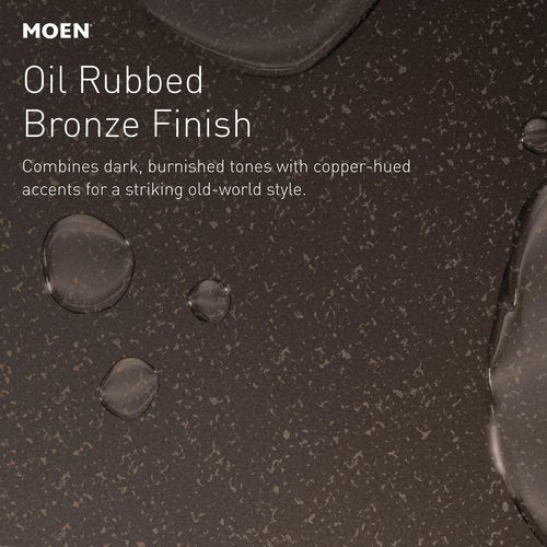 Moen Oil Rubbed Bronze Bathroom Rain Showerhead, 8-inch Wide Fixed Rainfall Shower Head, 6345ORB