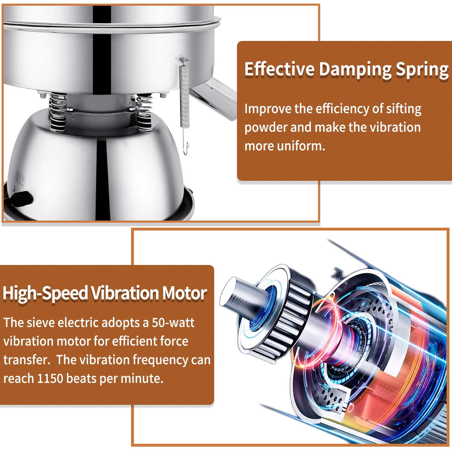 Sidasu Automatic Powder Sifter Machine 10 Mesh 60 Mesh Automatic Sieve Shaker Vibrating Machine 110V Stainless Steel Sieve Shaker Machine with 2 Screens,Sieve Shaker Machine for Flour Powders