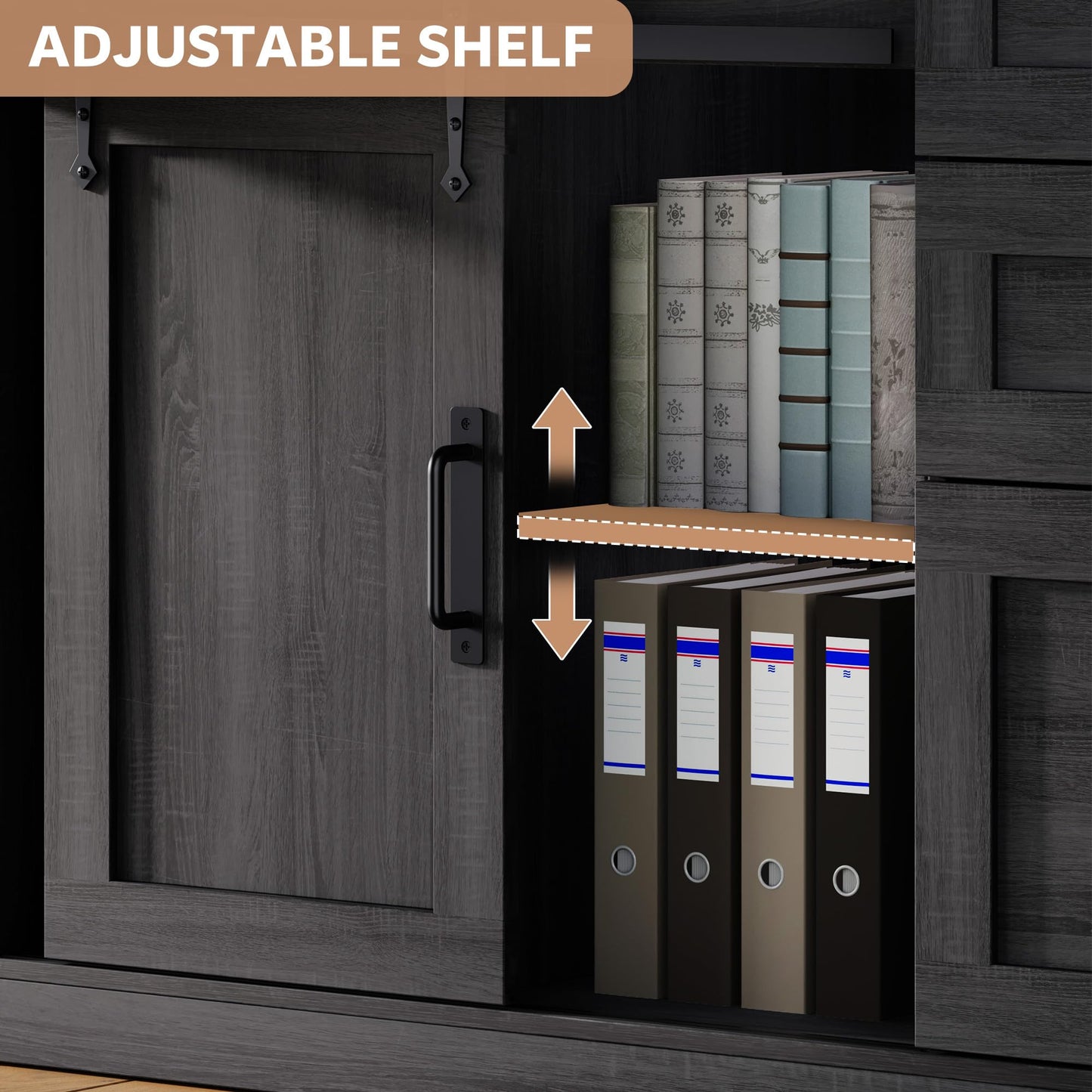 Homiflex 78.7" L Shaped Executive Desk with Drawers and File Cabinet, Farmhouse Large Office Desk with Power Outlets & Sliding Door Storage, Corner Computer Desk for Home Office Gaming, Dark Grey