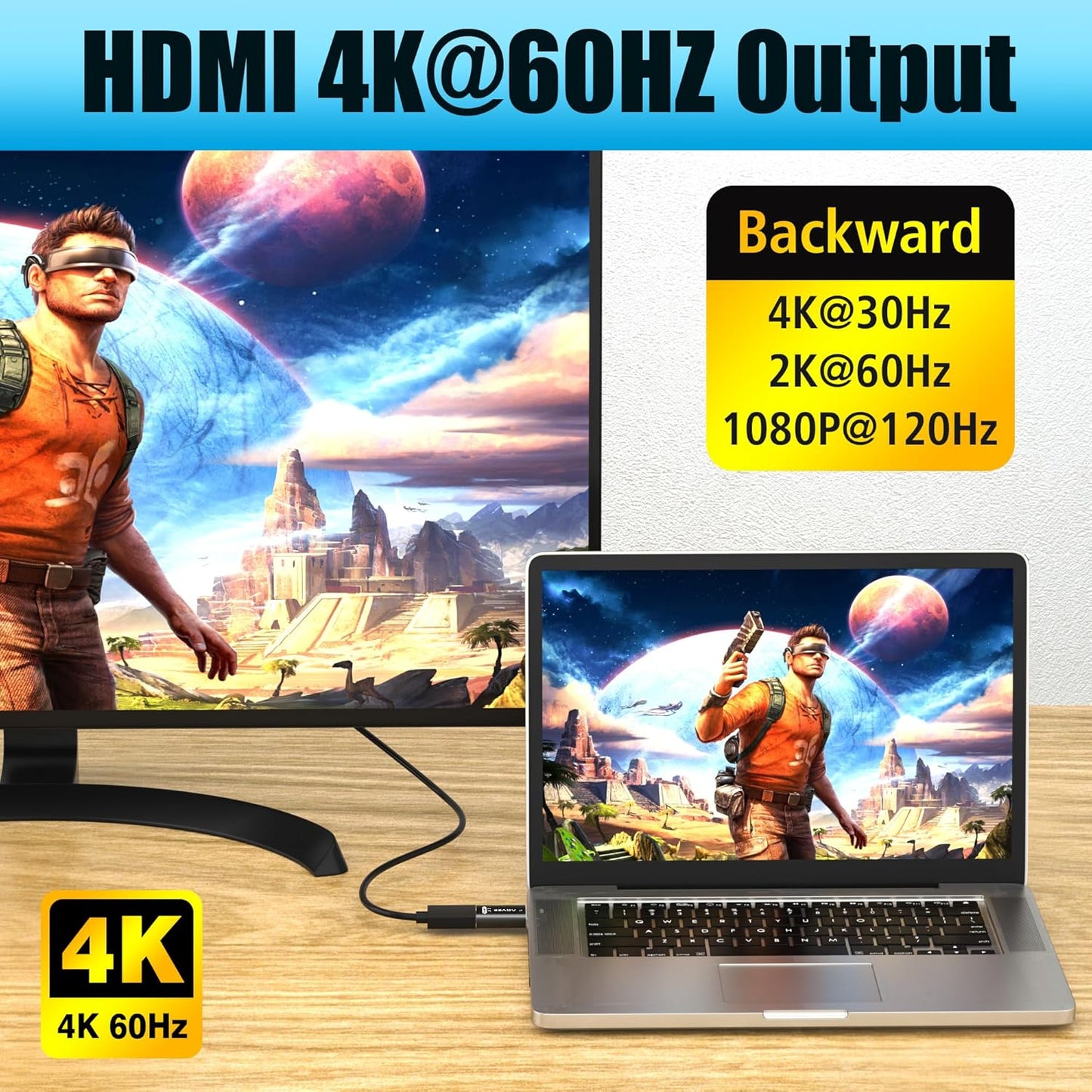 AGVEE 2 Pack 4K@60HZ 4K@30HZ 1080P@120HZ Display Port to HDMI Adapter, Alloy Shell DP Displayport PC to HDMI Display