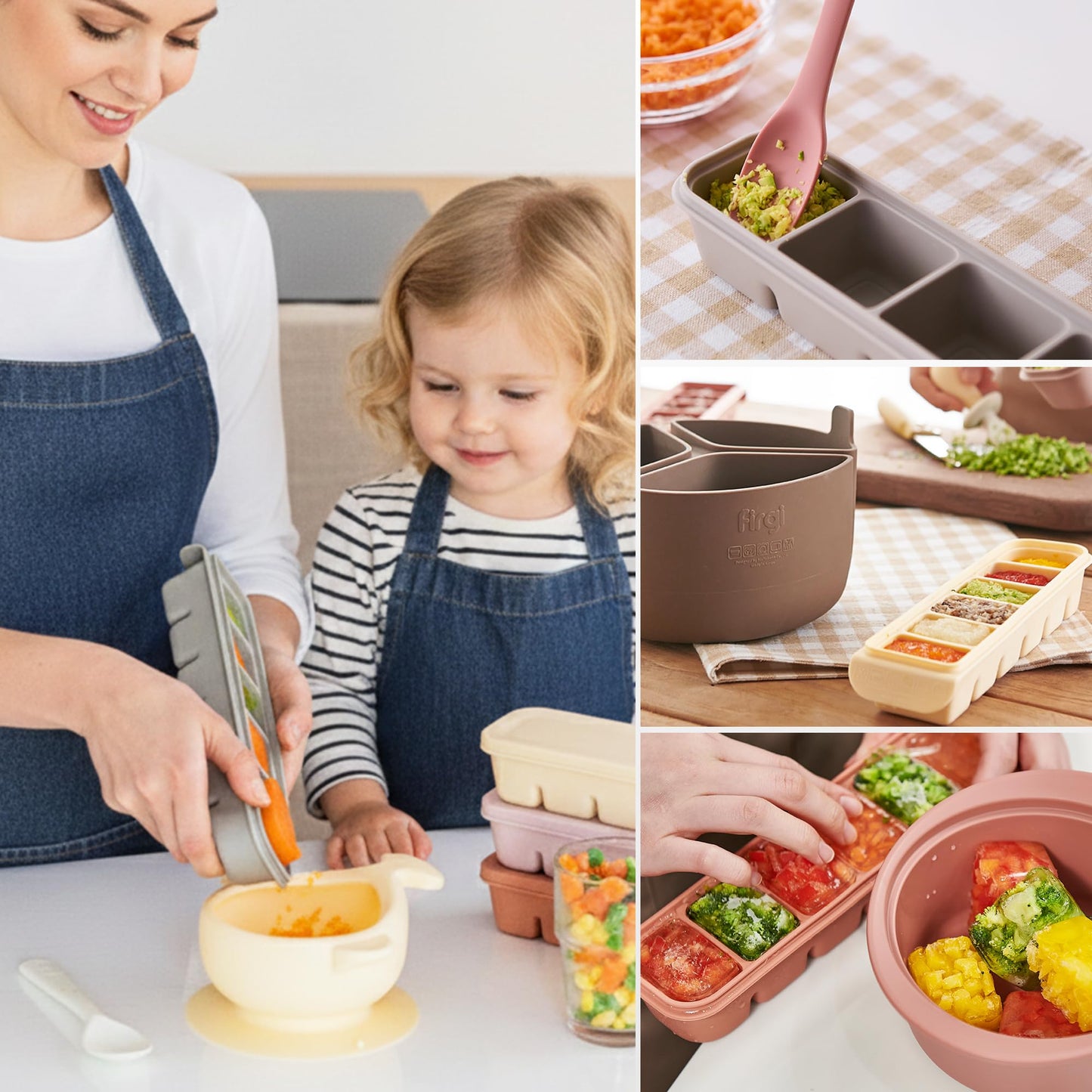 Firgi 0.7 oz/12 Sections Silicone Ice Cube Freezer Tray with Lid, 100% Food-Grade Platinum Silicone,Leak Resistance & Dishwasher Safe for Baby Food Prep,Breast Milk,Purees - Korean Made, Gray