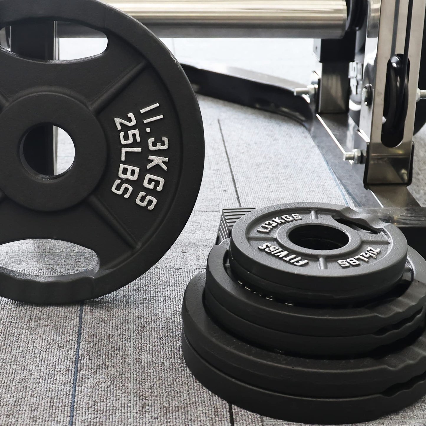Olympic 2-Inch Cast Iron Plate Weight Plate for Strength Training and Weightlifting, Two Hole Style, 25LB Pair