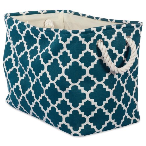 DII Polyester Container with Handles, Lattice Storage Bin, Small, Teal