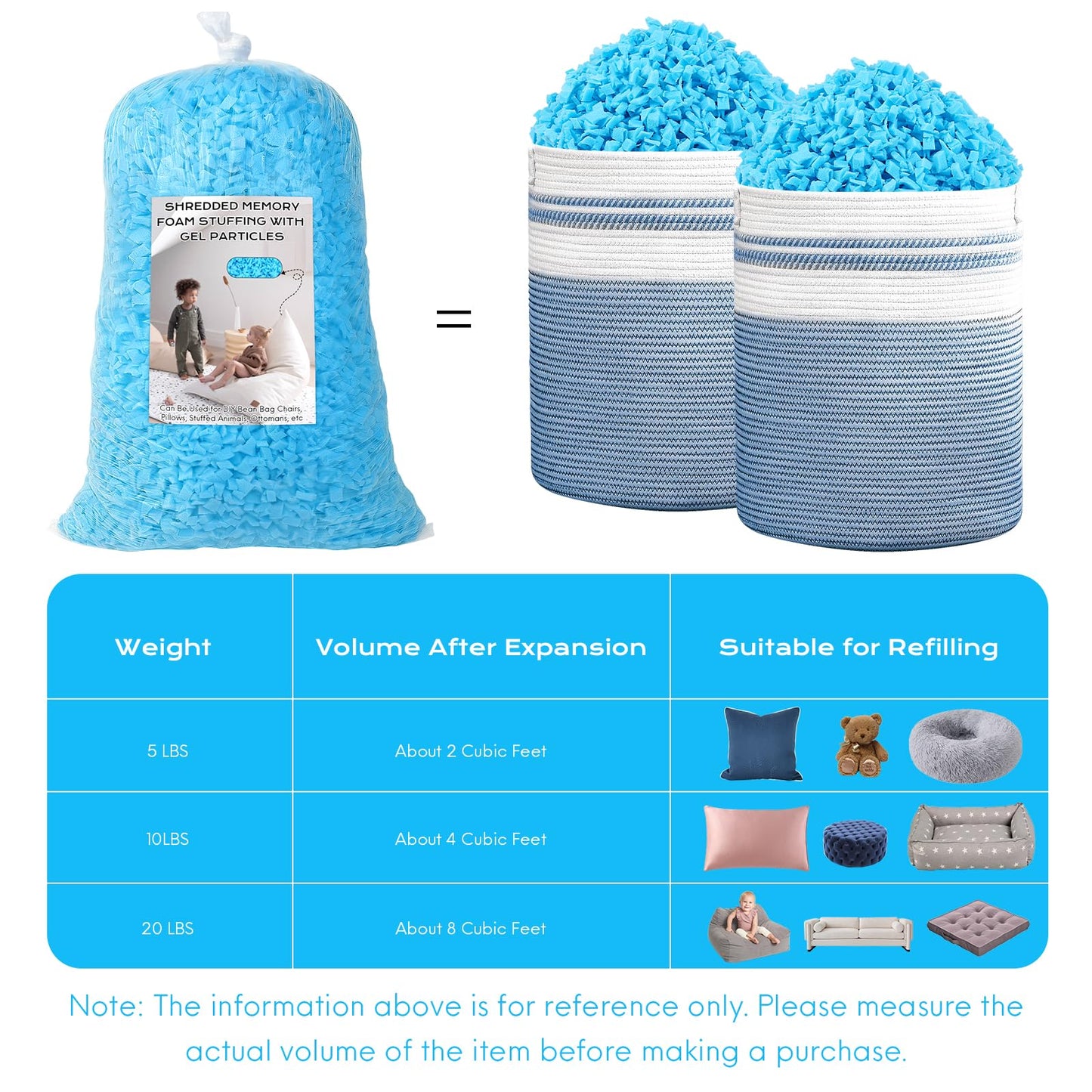 Garifon Bean Bag Filler, 40lbs Shredded Memory Foam Filling, Bean Bag Chair Filling Stuffing, Bean Bag Refill Insert, Punching Bag Filler, Pillow Filler Stuffing for Stuffed Animals/Couch/Dog Bed/Coop