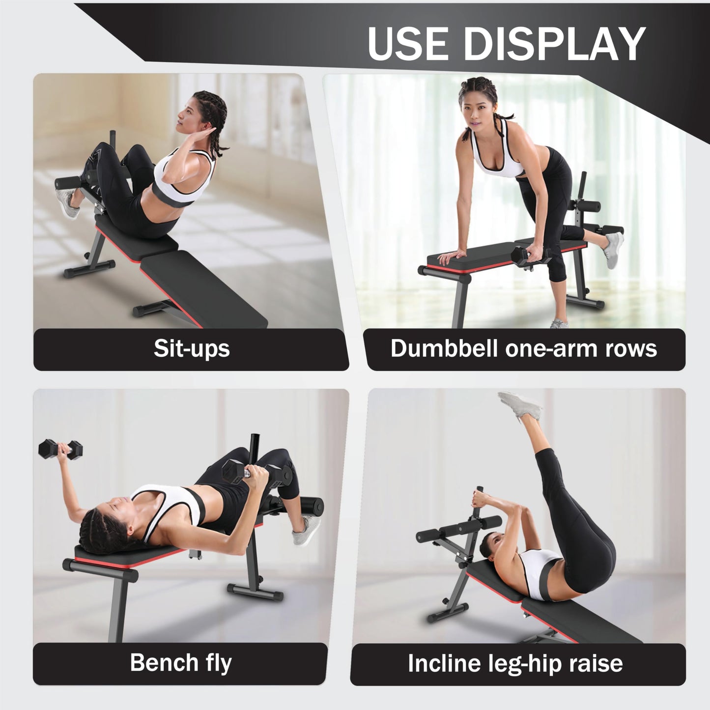 EASY BIG Decline & Flat Bench, Foldable, Multi-Gear Adjustment, Full Body Workout, 660 lbs/300 kgs Capacity