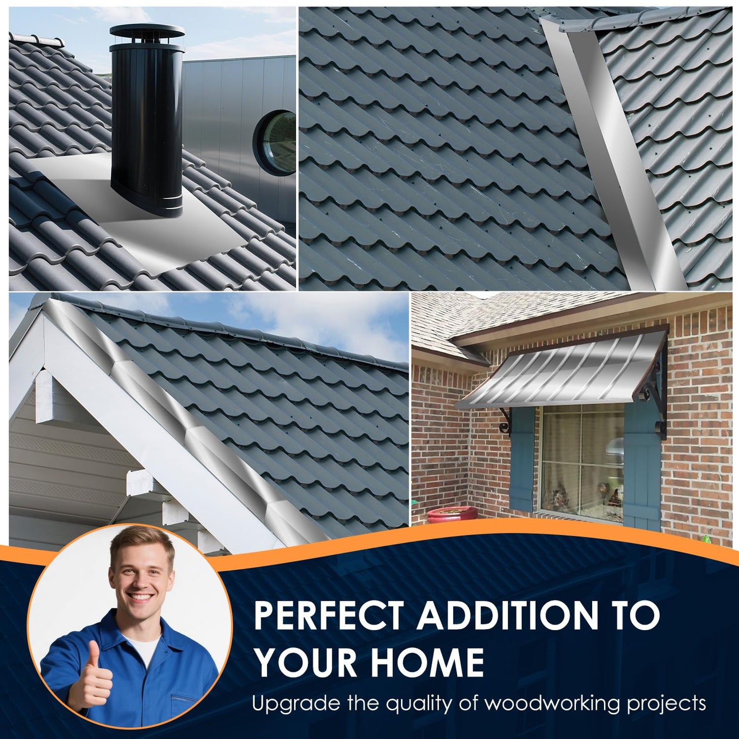 Aluminum Flashing Roll Roof Flashing – 40 Inch x 50 Ft | 0.3mm Thick Metal Roof Flashing for Windows, Doors, Siding, and Roofing Seals, Aluminum Roof Panels Preventing Roofing Stains and Moss