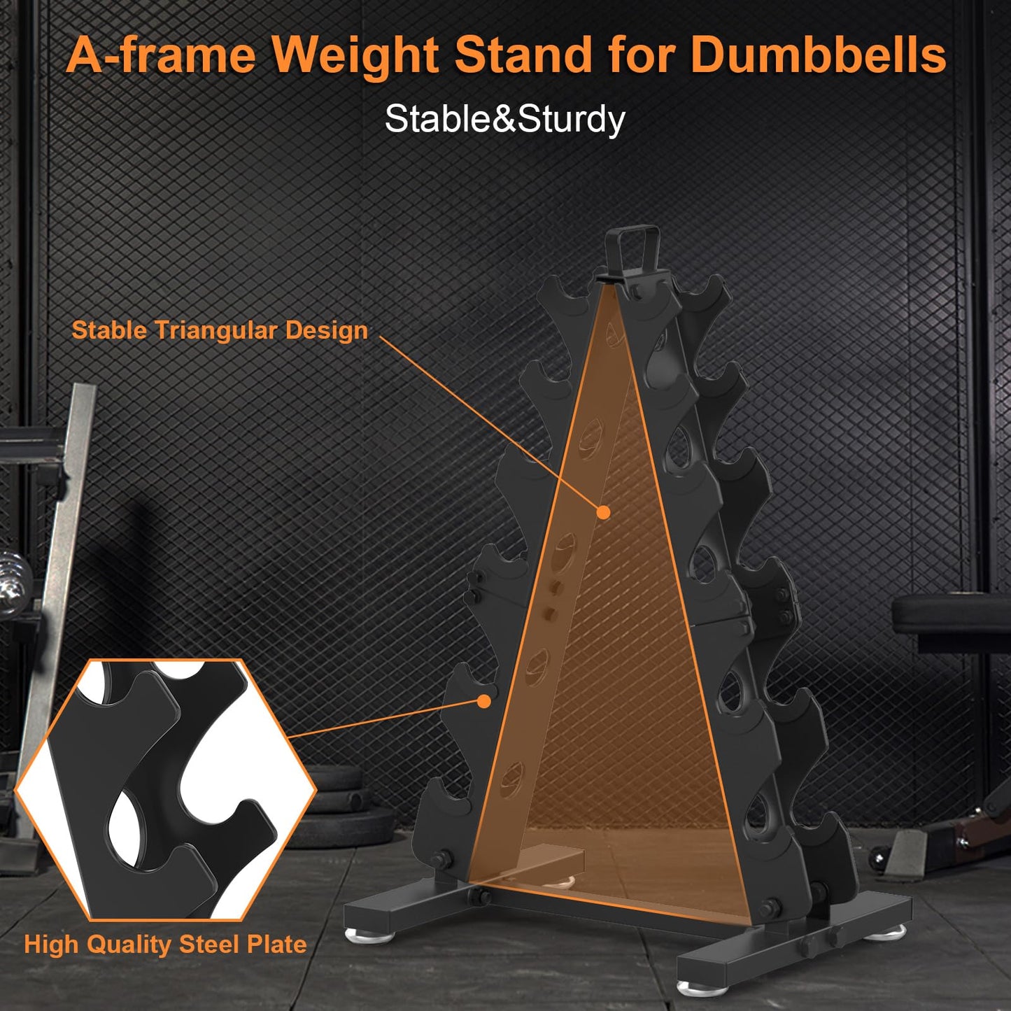 TomCare 6 Tier Dumbbell Rack Stand Only, Weight Rack for Home Gym Metal Compact A-Frame Dumbbell Stand for Dumbell Set (5-35 LB), Weight Storage Holder with Handle (Dumbells not Included)