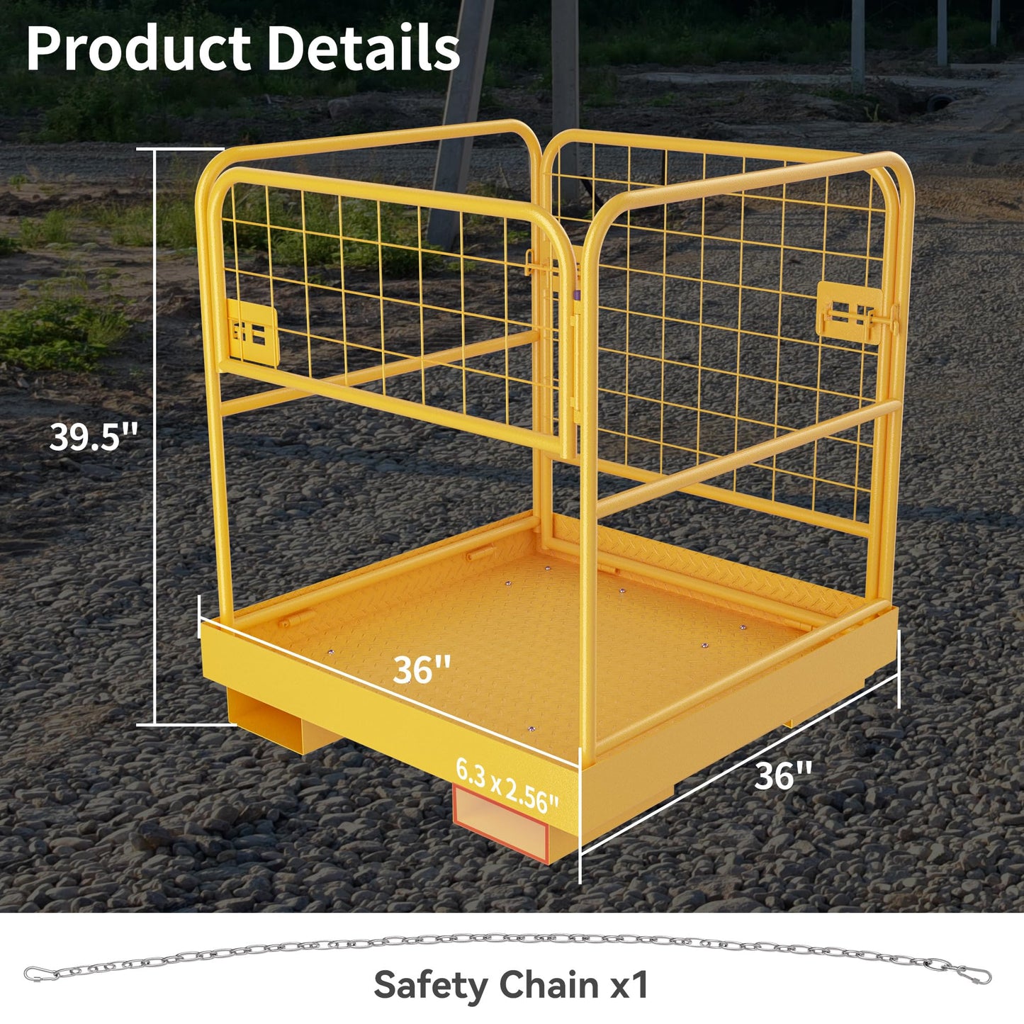 YINTATECH Forklift Cage 36x36 inches Work Platform Safety Cage Collapsible Heavy Duty Steel Construction Lift Basket Aerial Rails 1150lbs Capacity