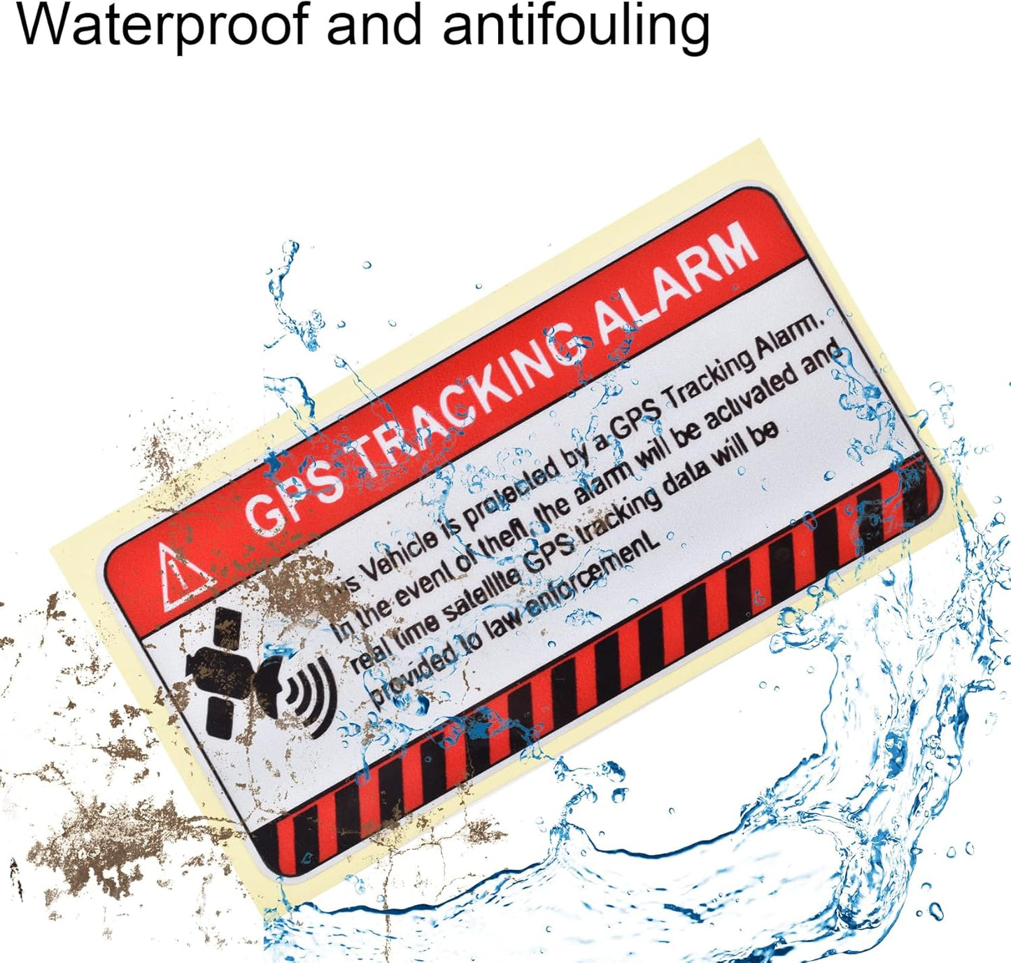 10 2 4 Inch Pcs GPS Tracking Sticker, Car Alarm Sticker, Self Adhesive Anti-Theft Car Decals with GPS Tracking Warning